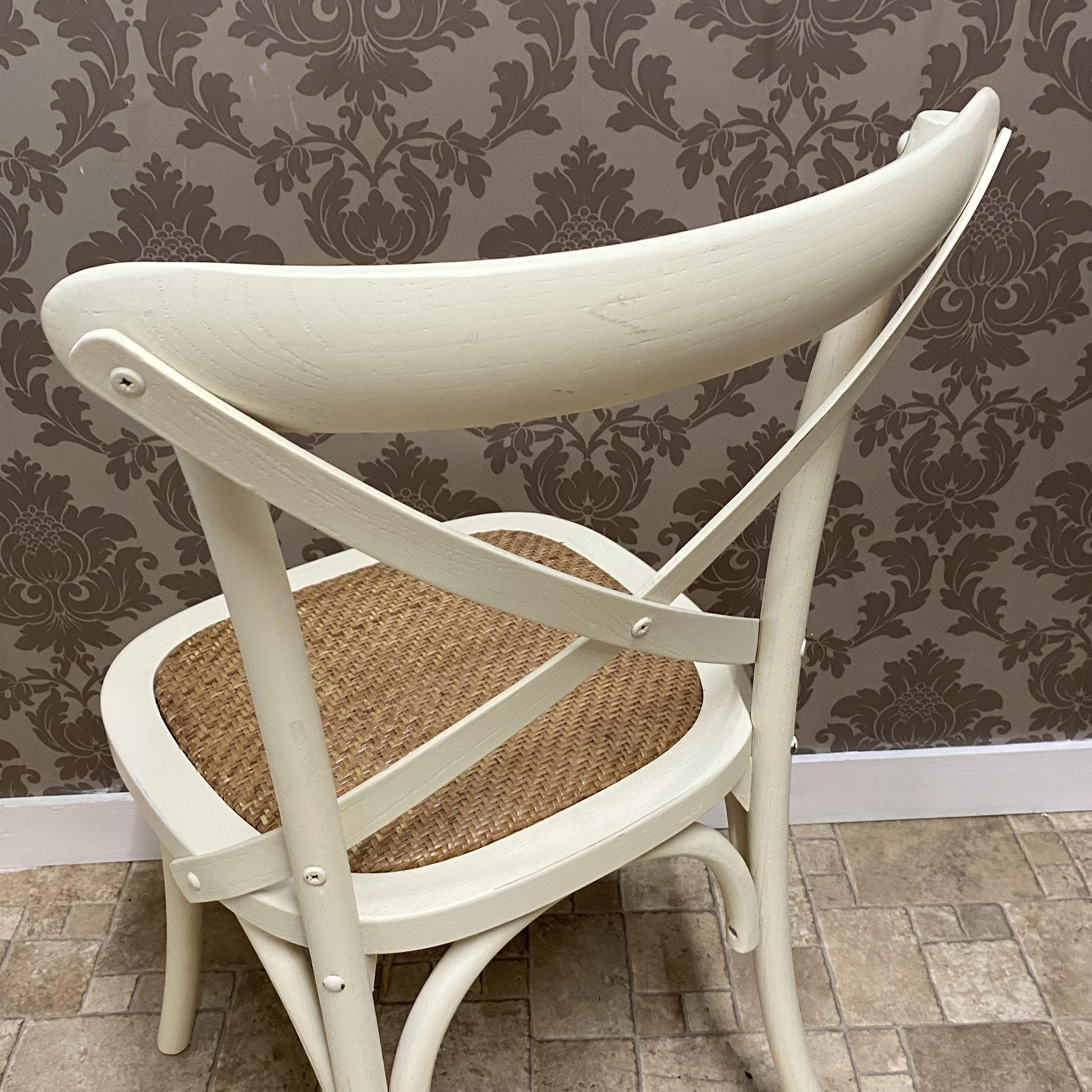 Natural French Cross Back Chair, Stackable, Elm Wood, L46 x W49 x H88 cm
