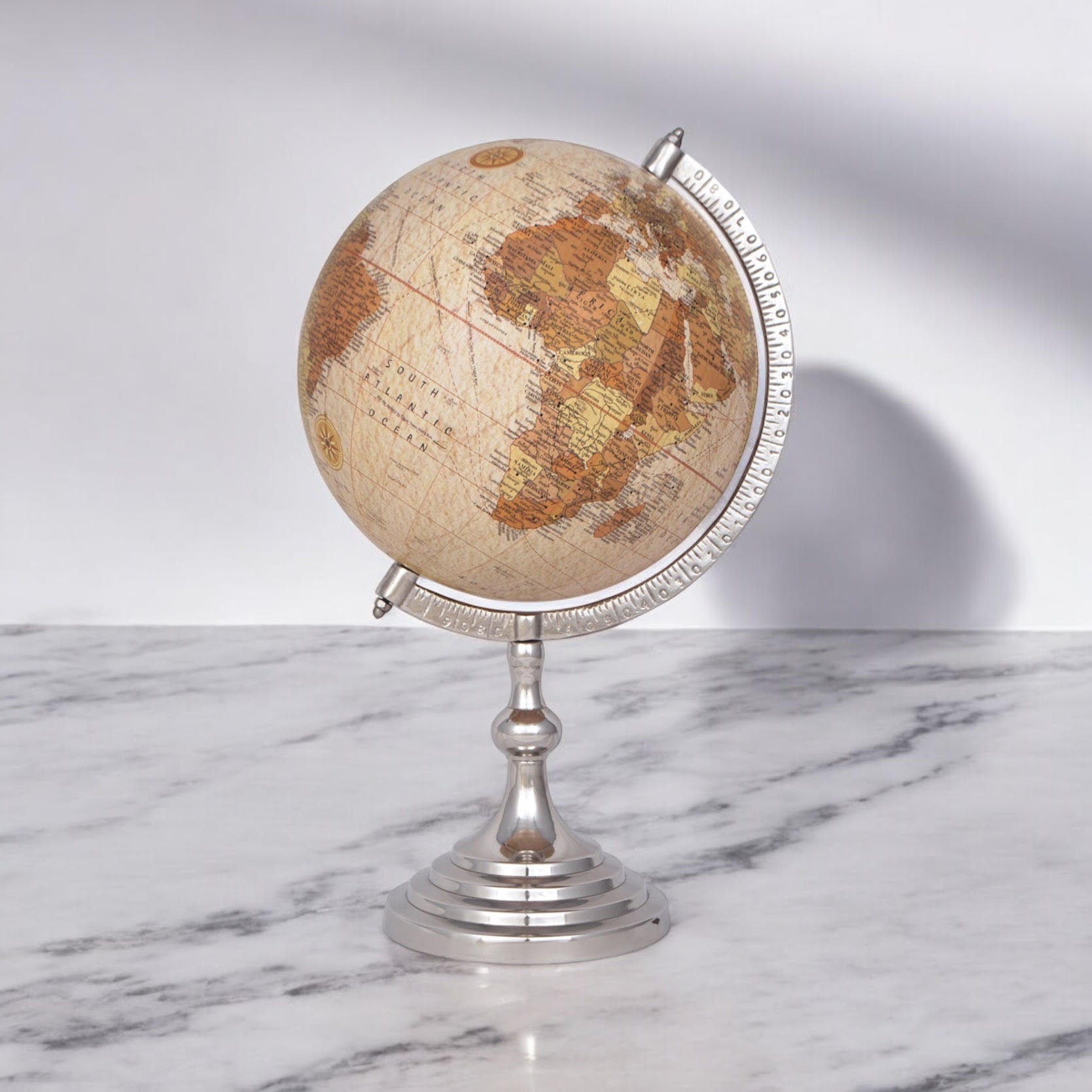 MSL 50cm Decorative Globe with Nickel Base, Hand Finished