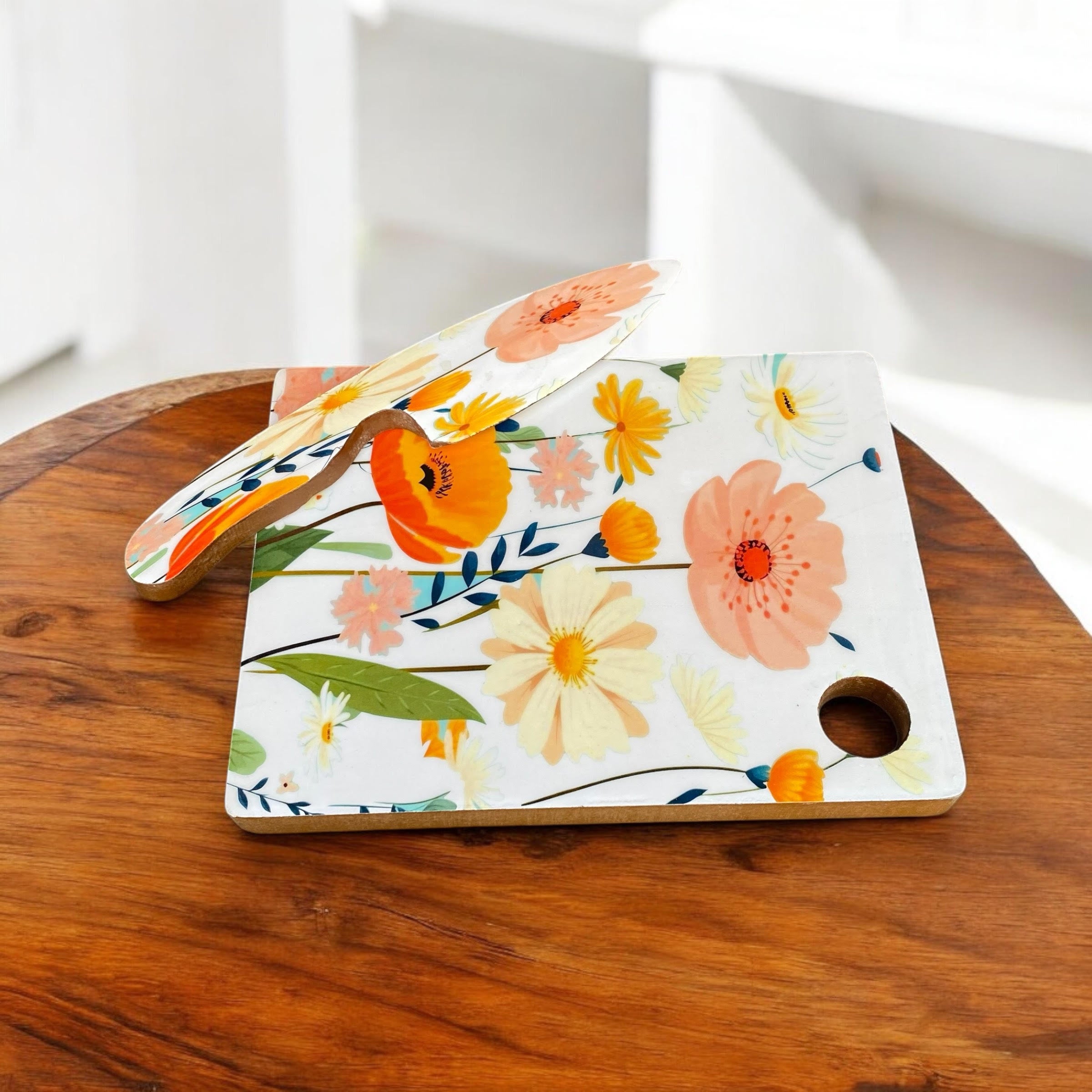 MSL 28cm MDF Chopping Board with Knife, Non-Slip Non-Stick Double-Sided Board