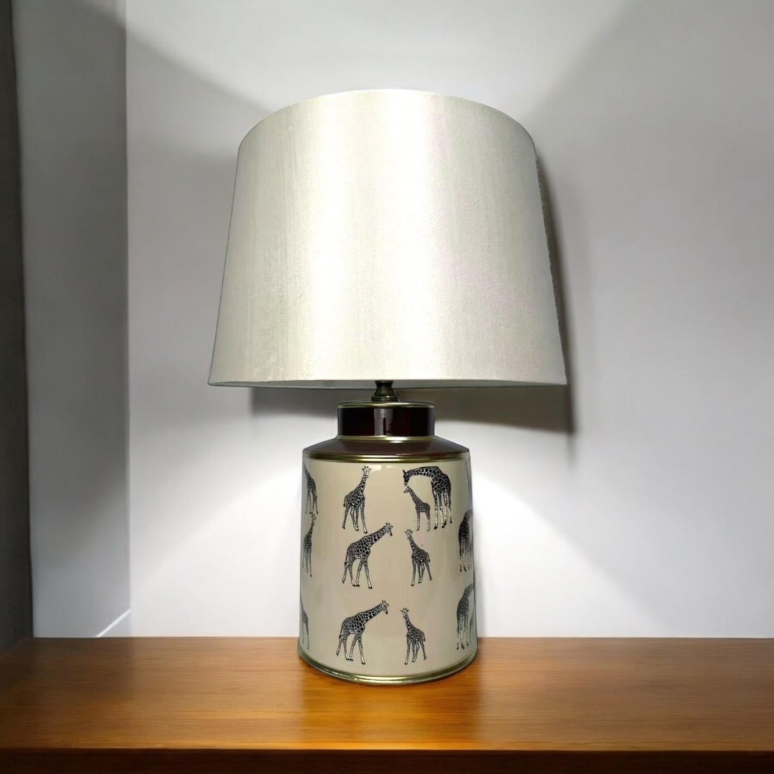 MSL 33cm Traditional Ceramic Table Lamp Base and Shade with Inline Rocker Switch, Double Insulated
