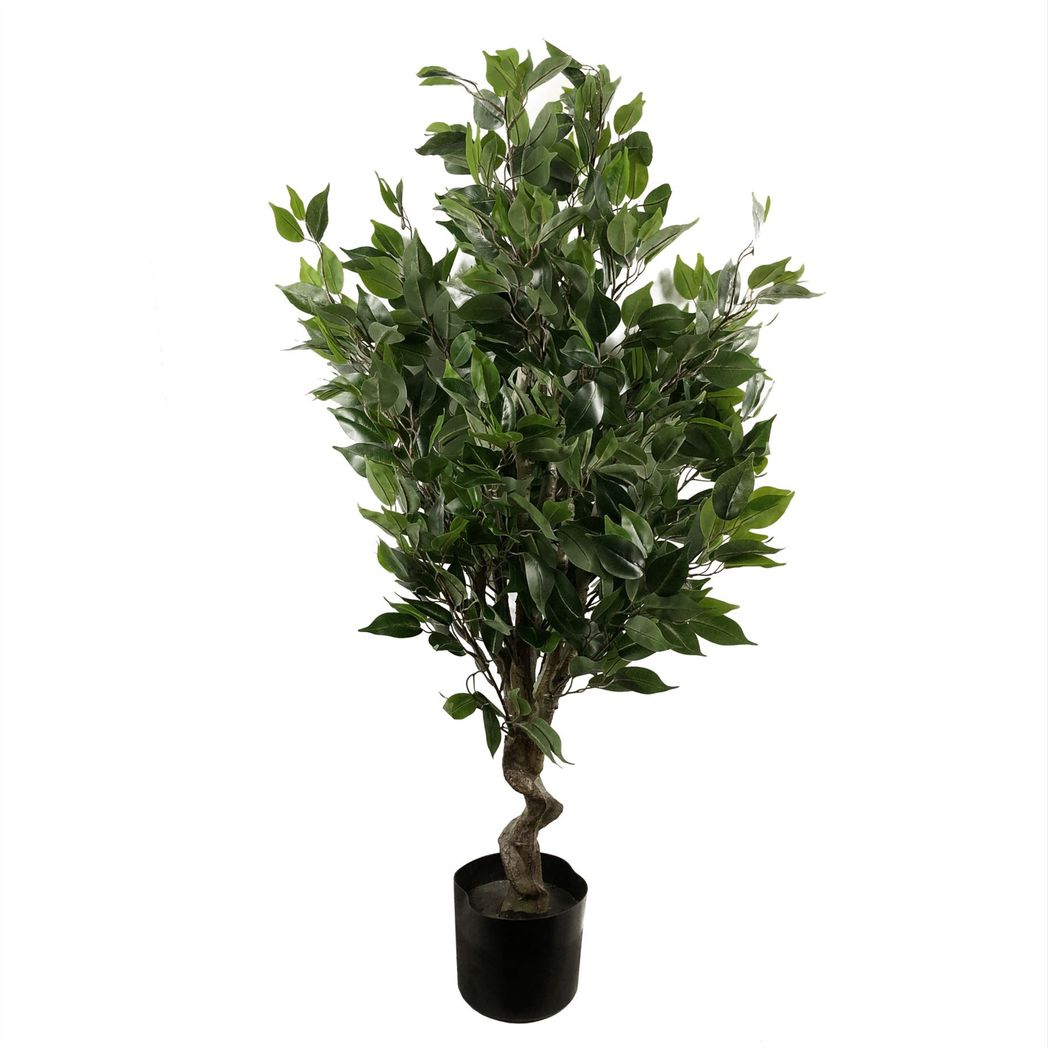 Leaf 110cm Realistic Artificial Ficus Tree with Decorative Metal Planter