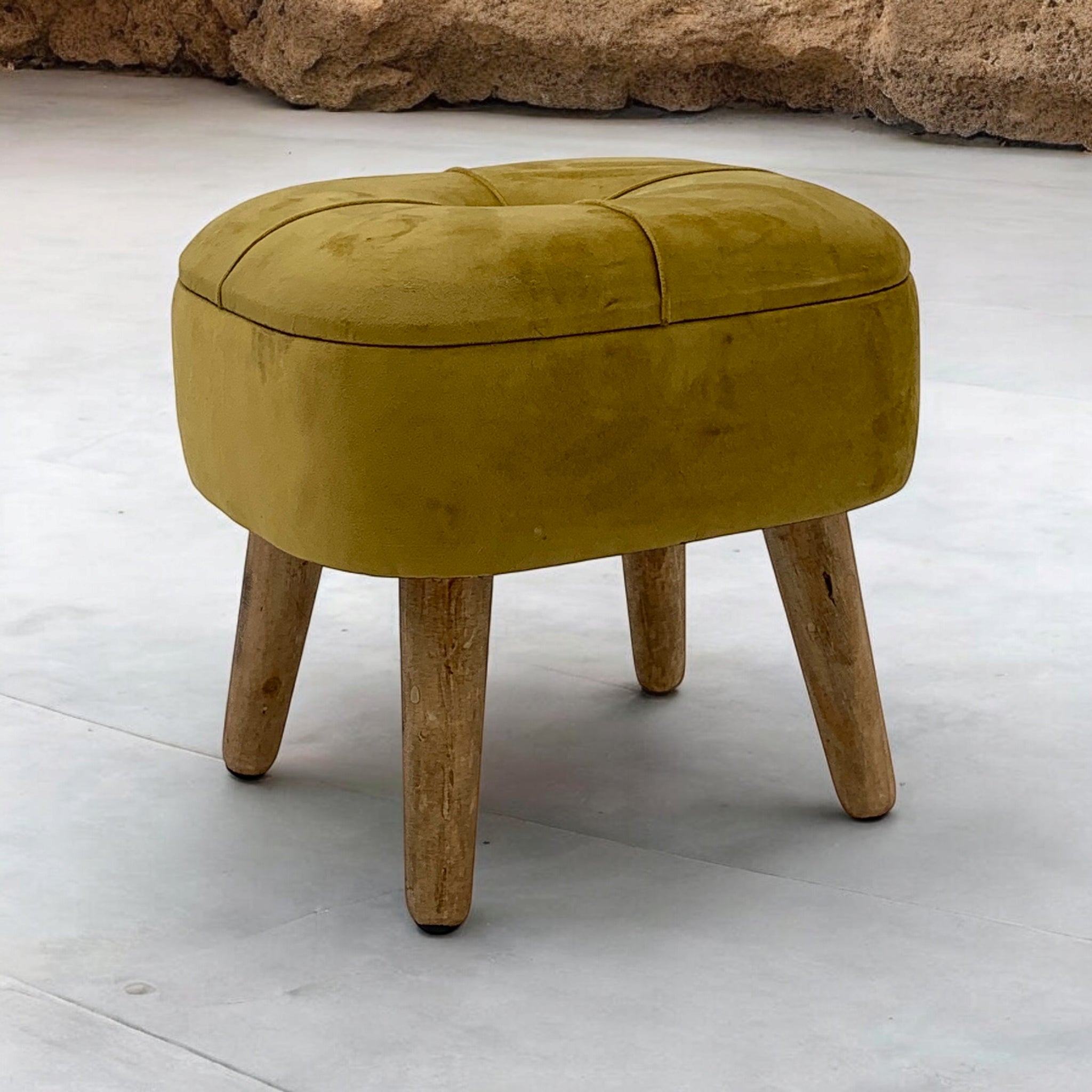 MSL Yellow Velvet Stool