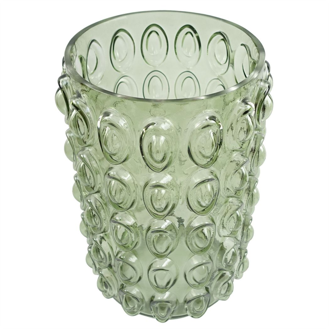 Leaf 30cm Green Retro Bubble Pattern Glass Vase