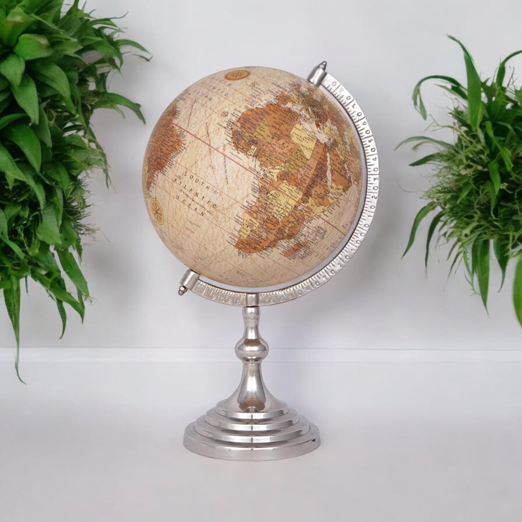 MSL 50cm Decorative Globe with Nickel Base, Hand Finished