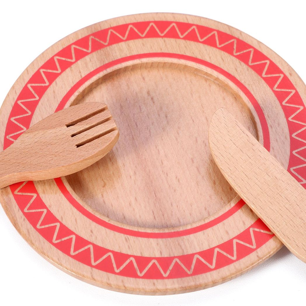 SOKA Play Imagine Learn Wooden Cooking Set for Kids with Saucepan, Frying Pan, Utensils, Plates, Salt and Pepper
