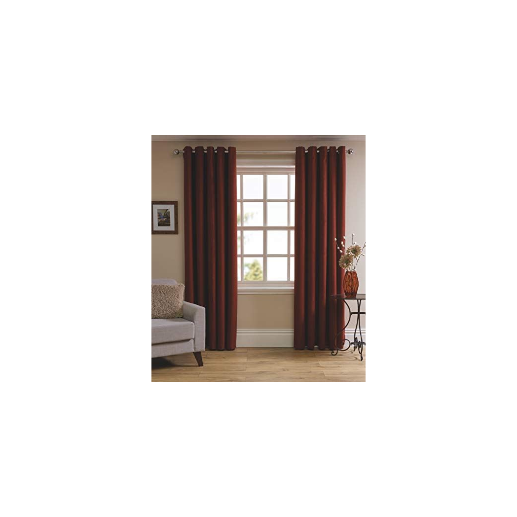 Sleepdown Herringbone Eye Lined Curtain Red 66 x 54