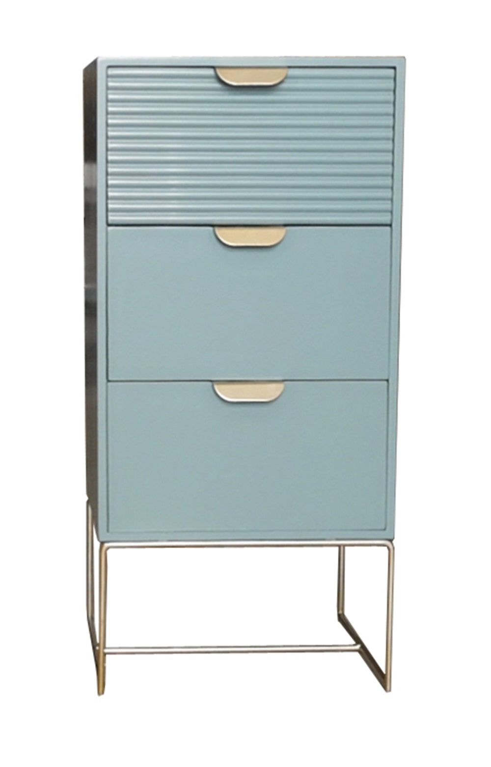 64cm Green Wooden 3 Drawer Bedside Table with Scalloped Edge Design