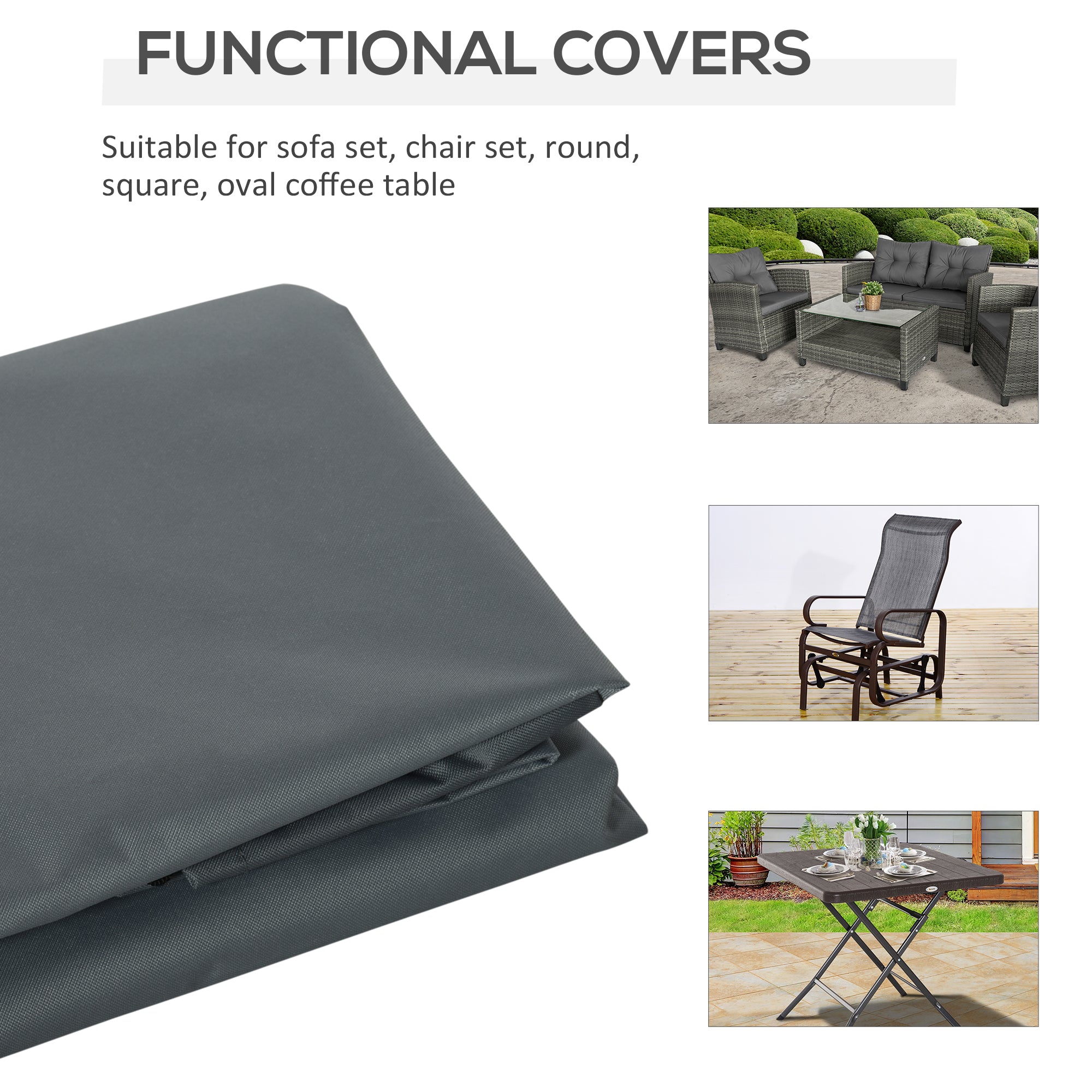 Outsunny 200 x 86cm Outdoor Garden Furniture Cover for Table, Chair and Sofa Set, Water and UV Resistant