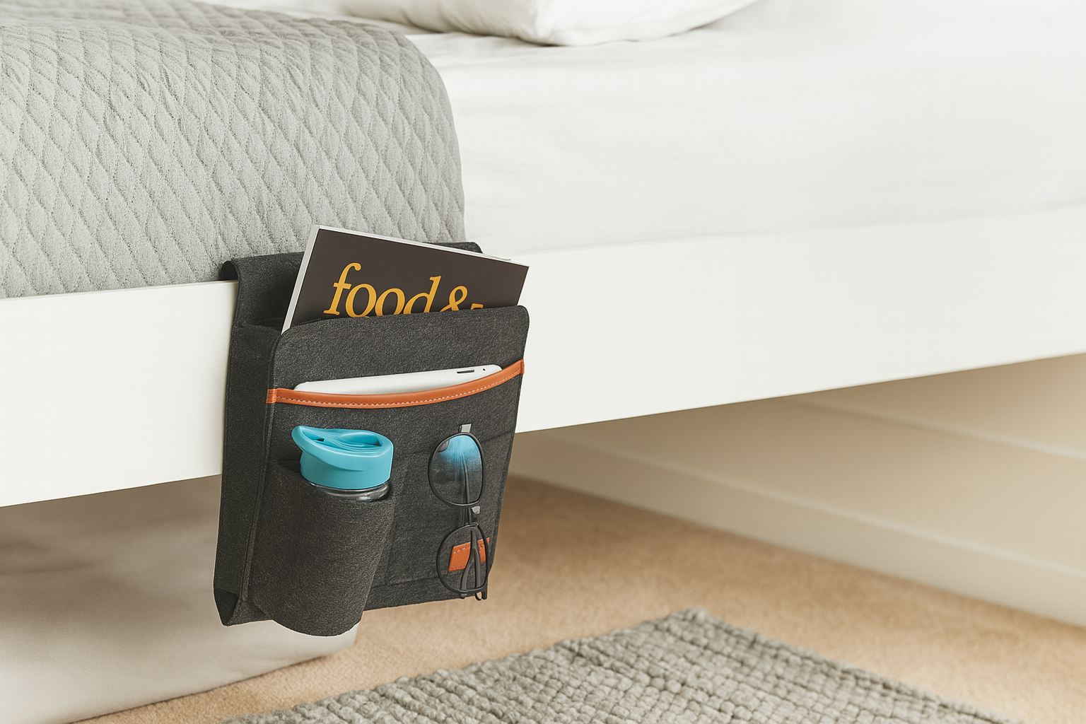Avilo Bed Pocket Organiser for Glasses, Remote & Books