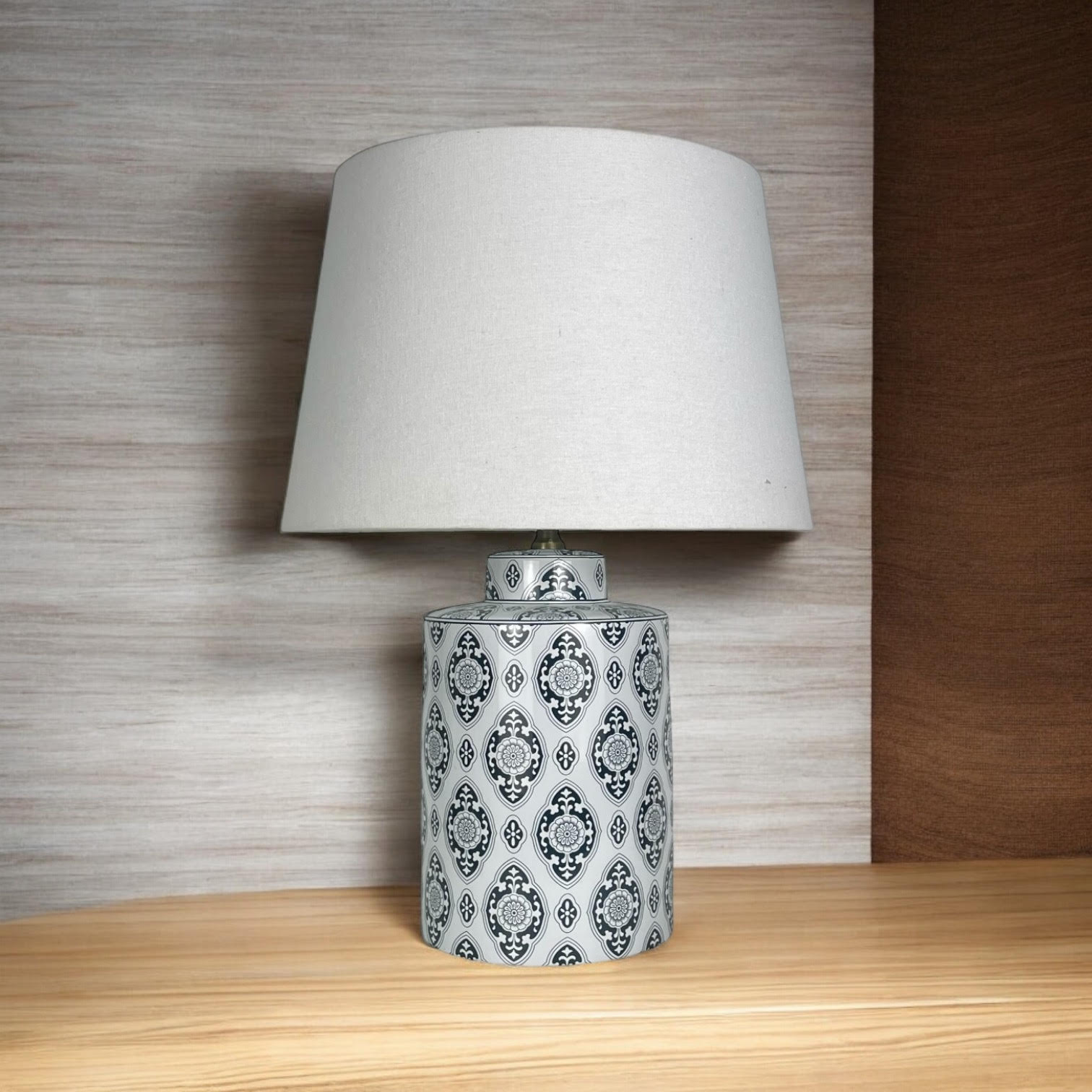 MSL Traditional Ceramic Table Lamp and Shade with Inline Rocker Switch, Double Insulated