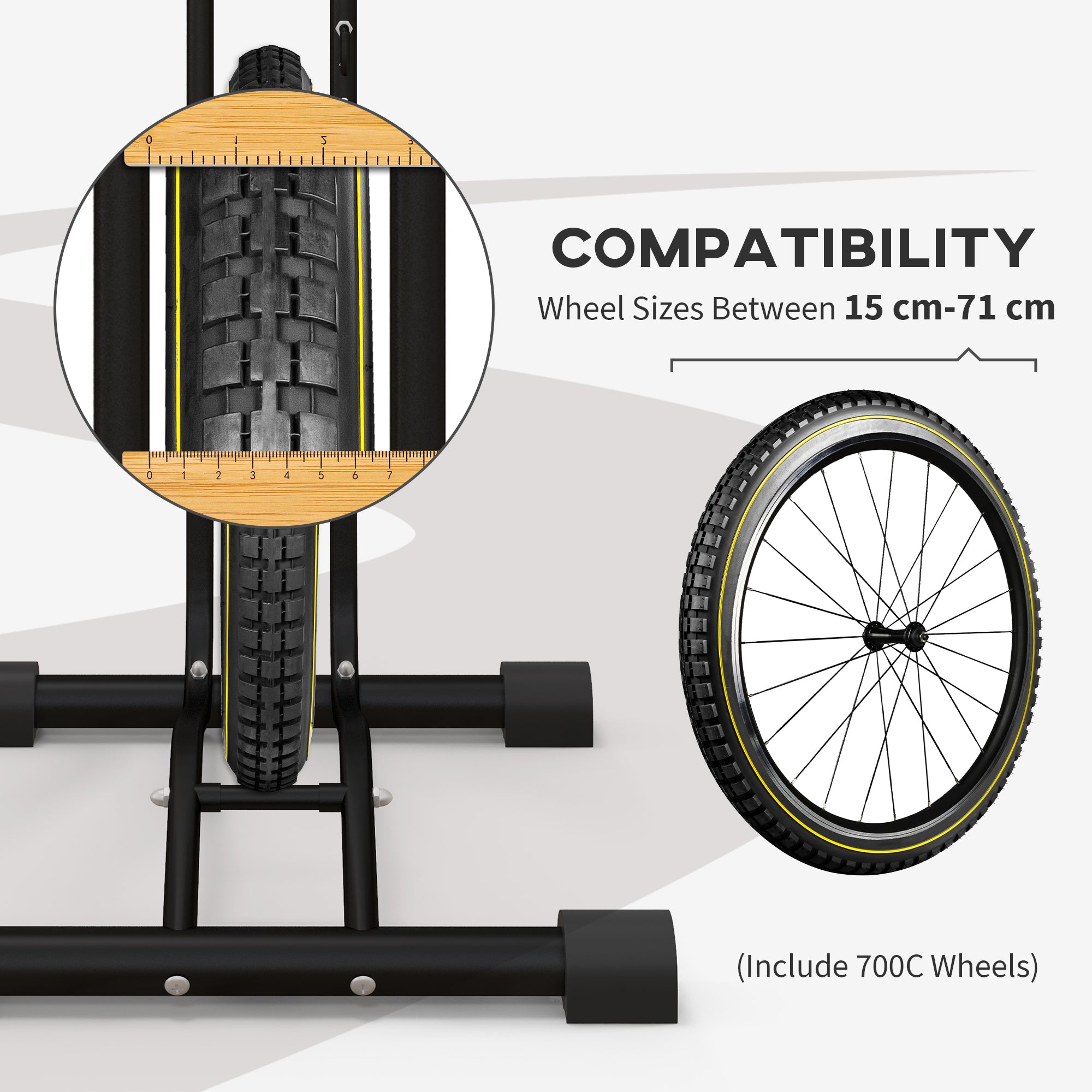 SPORTNOW Vertical & Horizontal Bike Rack for 6-28 in & 700c Bikes, Black