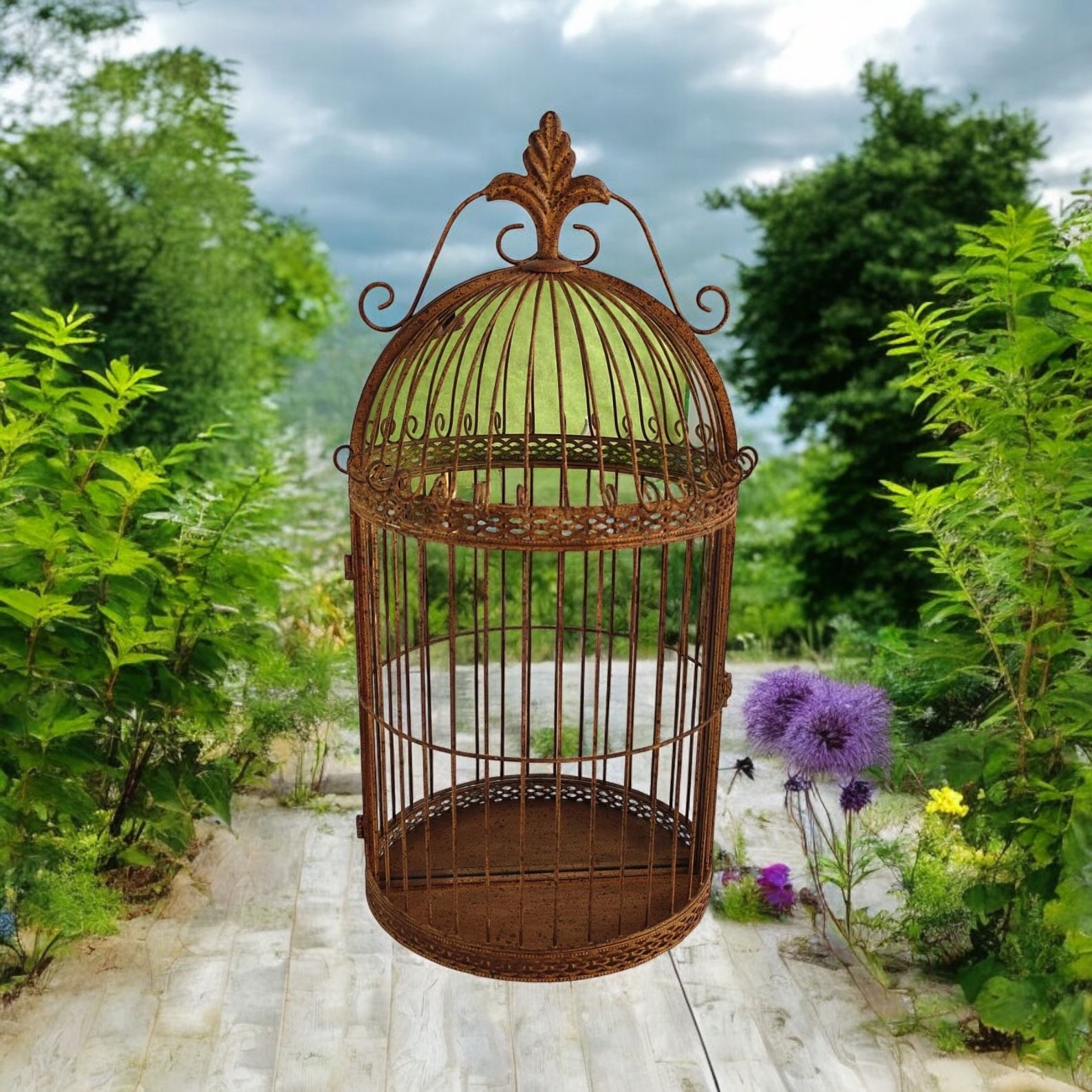 MSL 63cm Rusty Metal Cage Wall Mirror
