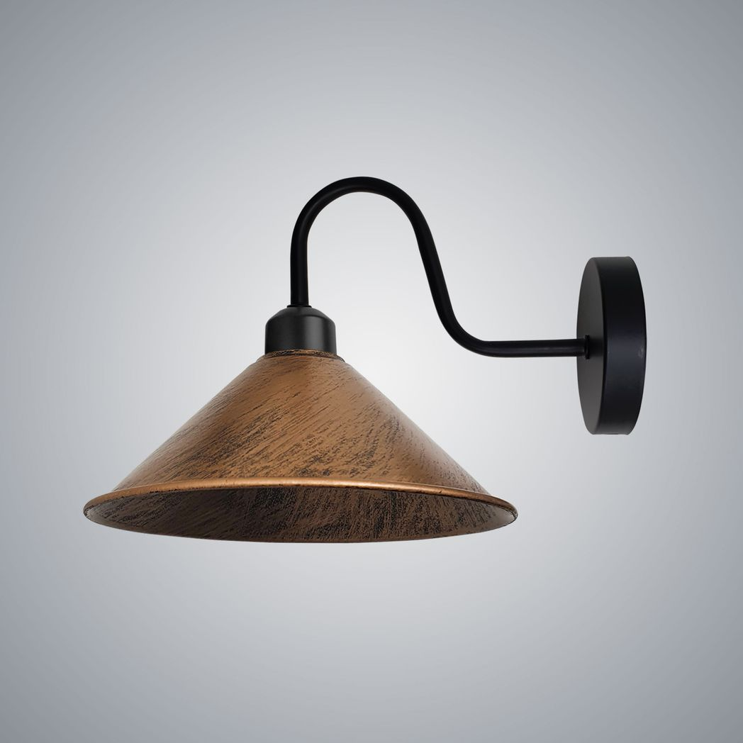 Vintage Metal Cone Wall Sconce, E27 Base, Dimmable Indoor Light