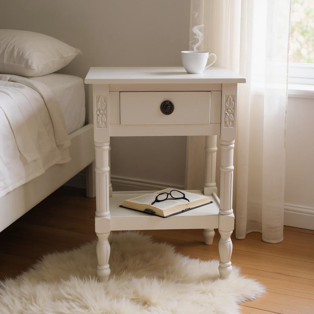 MSL 65cm Hand Finished 1 Drawer Side Table Bedside Table