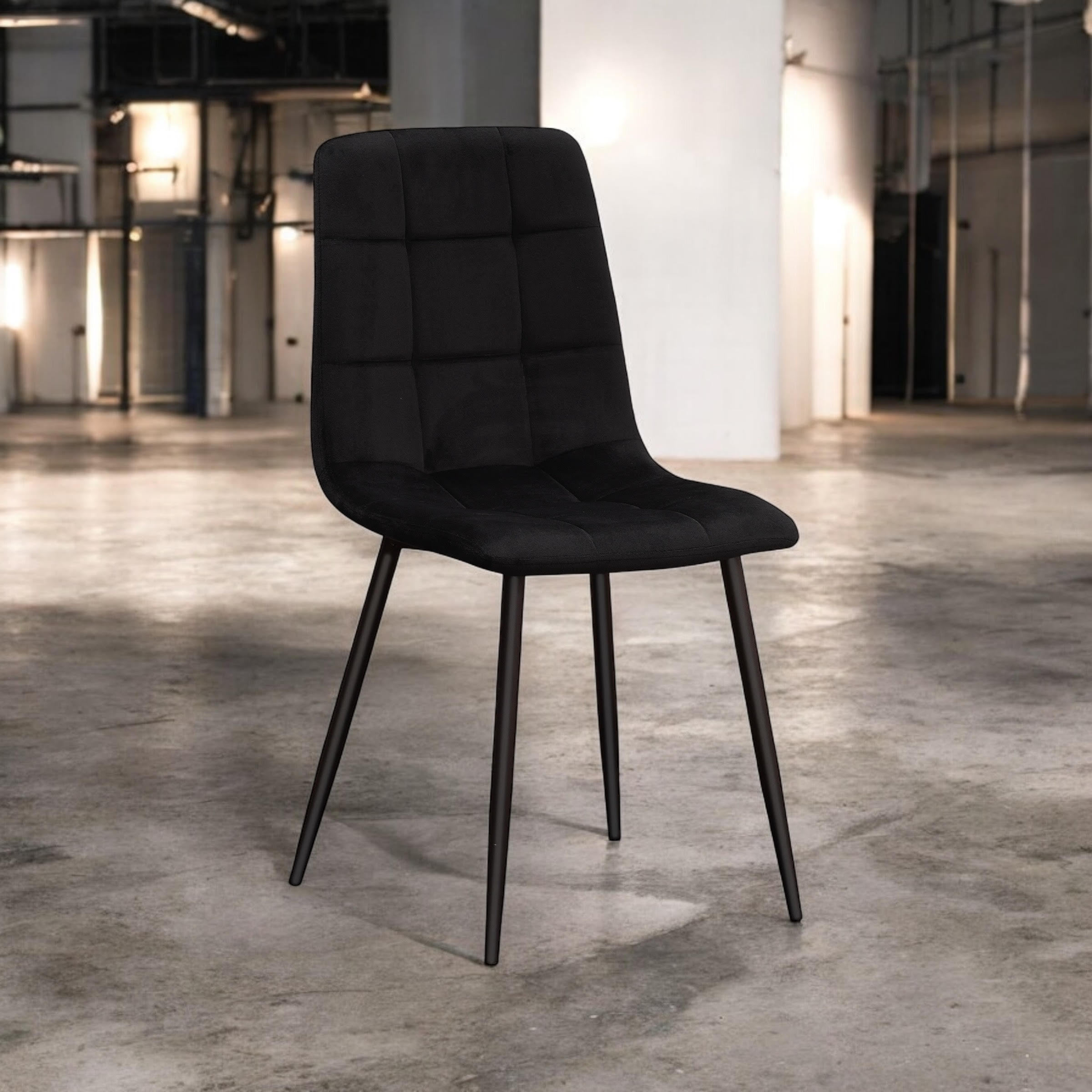 MSL Scandinavian Black Fabric Chair with Black Metal Eiffel-Style Legs