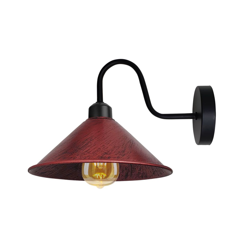 Vintage E27 Wall Sconce, Dimmable Swan Neck Cone Shade, Indoor