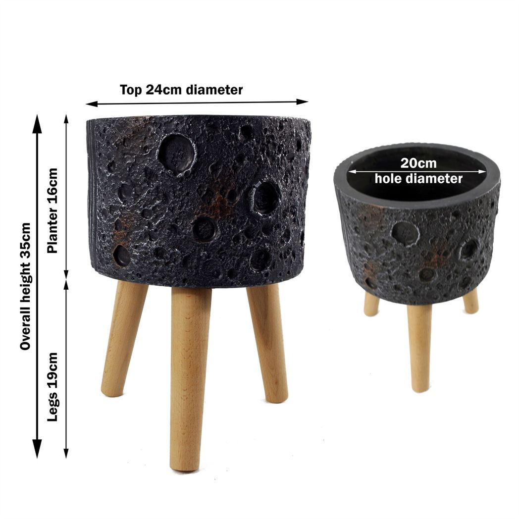 Leaf Large Lunar Black Planter 35cm x 24cm