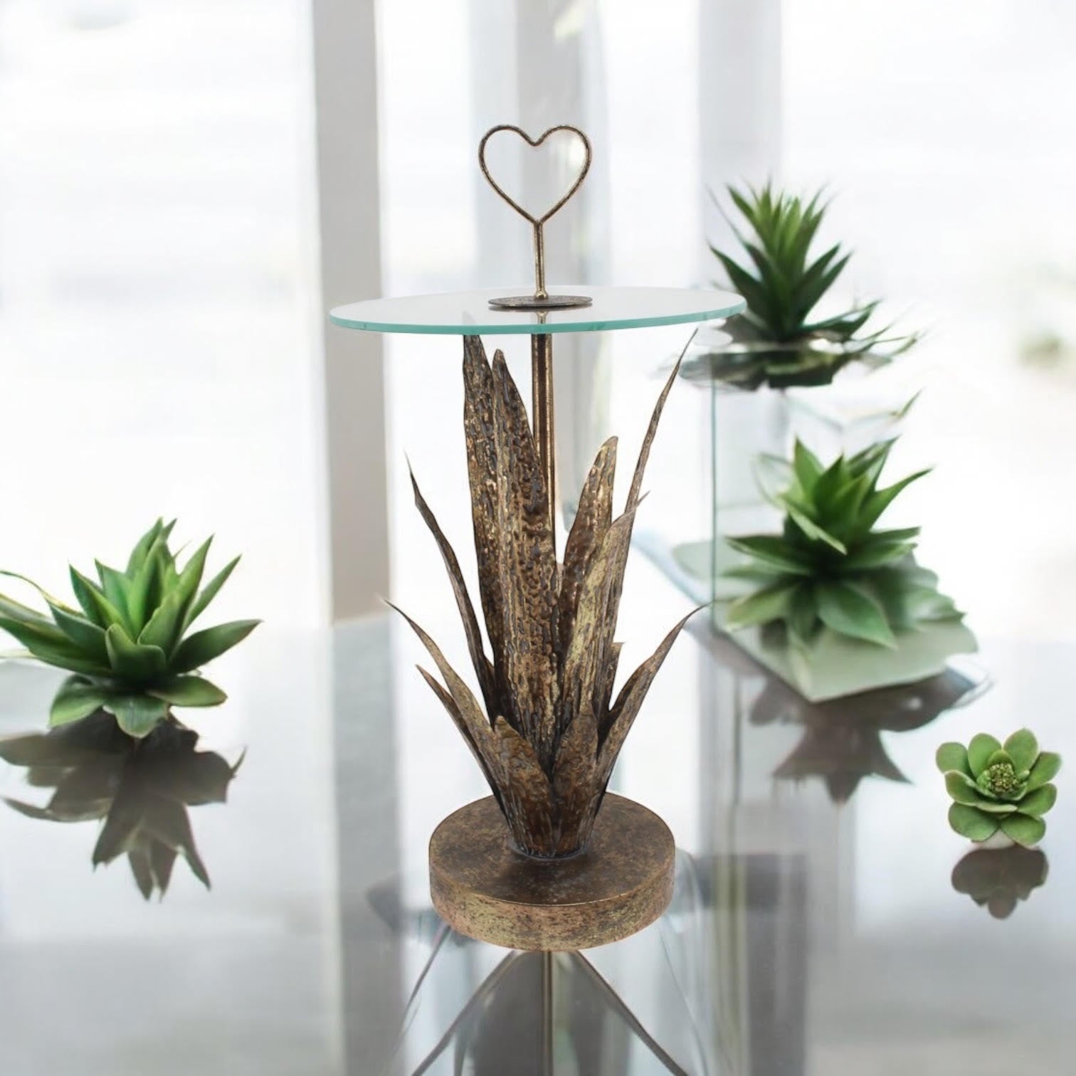 MSL 79cm Metal Table with Leaf Design