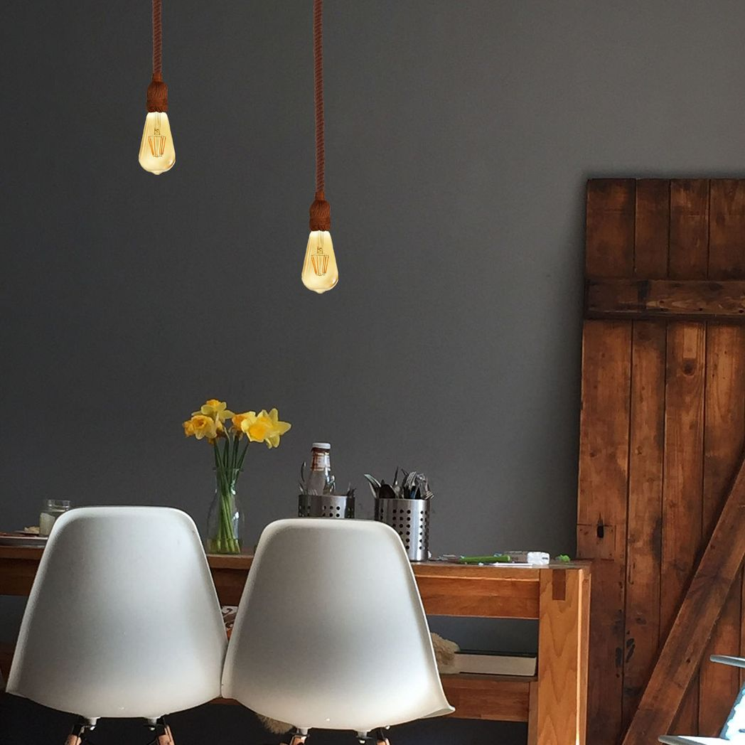 Vintage Ceiling Pendant Light 1m Brown Colour Hemp Rope Hanging Lamp Lights