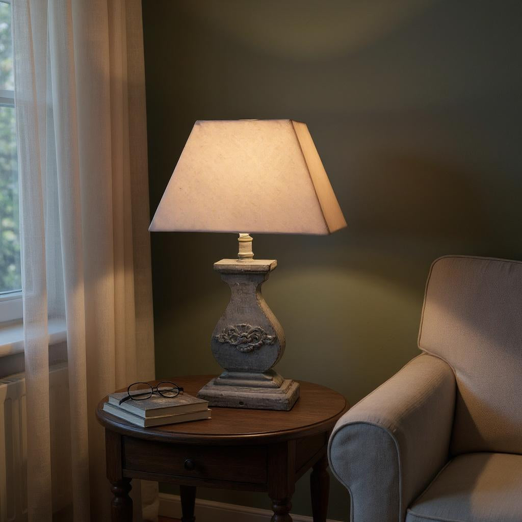MSL 43cm Traditional Table Lamp with Linen Shade, Inline Rocker Switch, Double Insulated