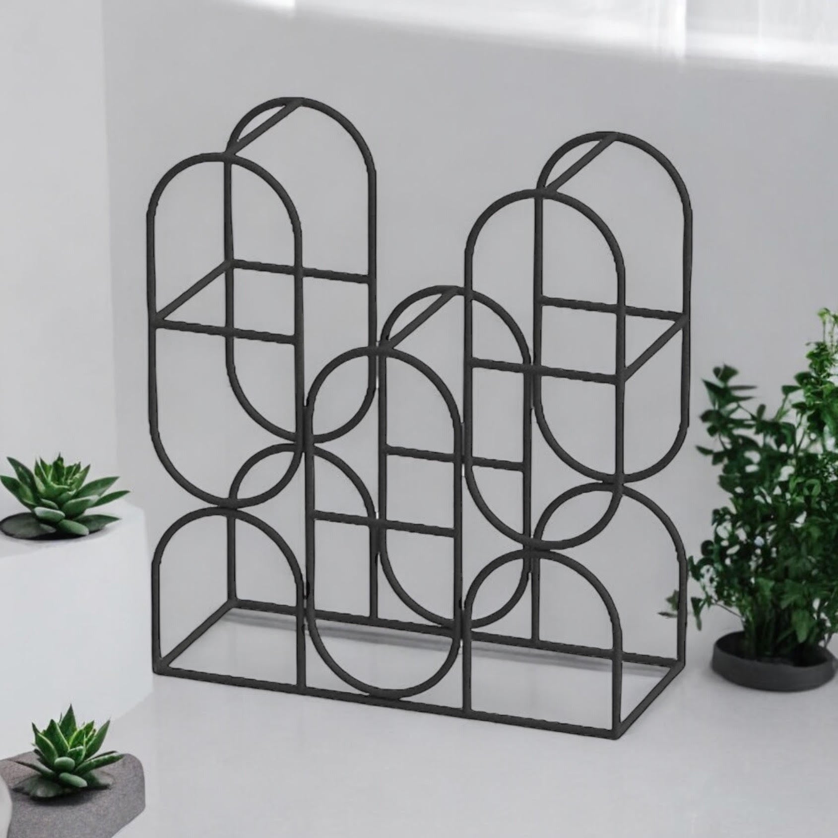 MSL 14 Inch Black Cast Iron Effect 8 Bottle Wine Rack