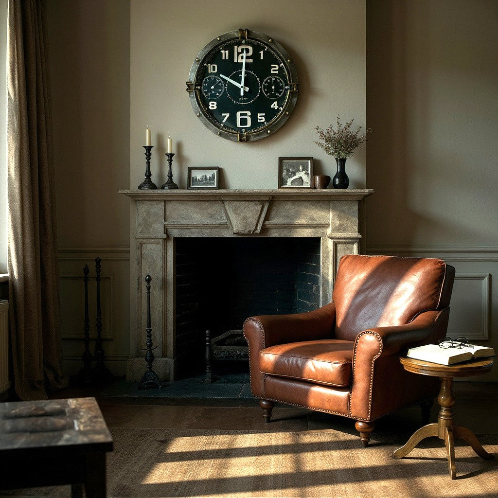MSL 40cm Wall Clock with Brass Fittings and Black Clock Face, Requires 1 x AA Battery