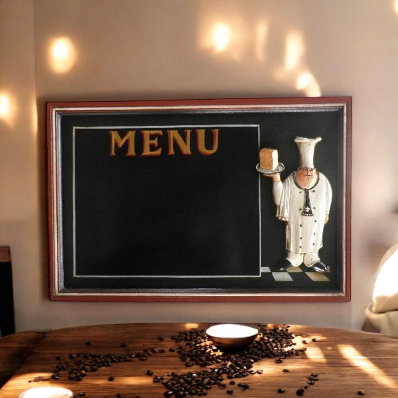 MSL 60 x 40 cm Chef Menu Blackboard with Hanging Hook, Easy Wipe Clean