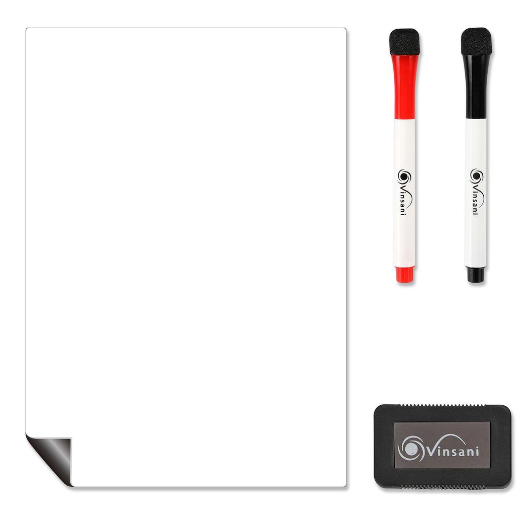 Vinsani A4 Magnetic Whiteboard with 2 Magnetic Dry Pens and Eraser Block