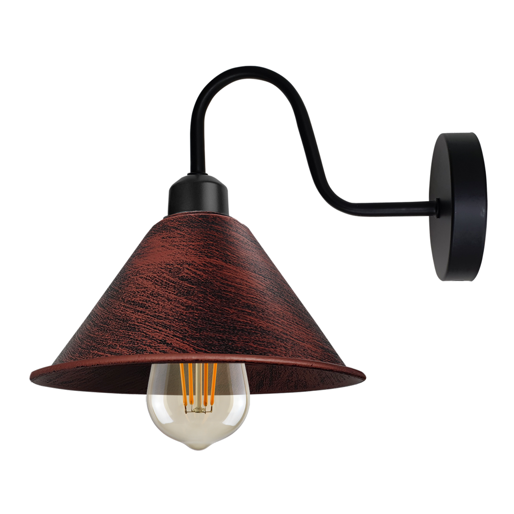 Vintage Black Wall Sconce with E27 Base, Swan Neck Cone Shade