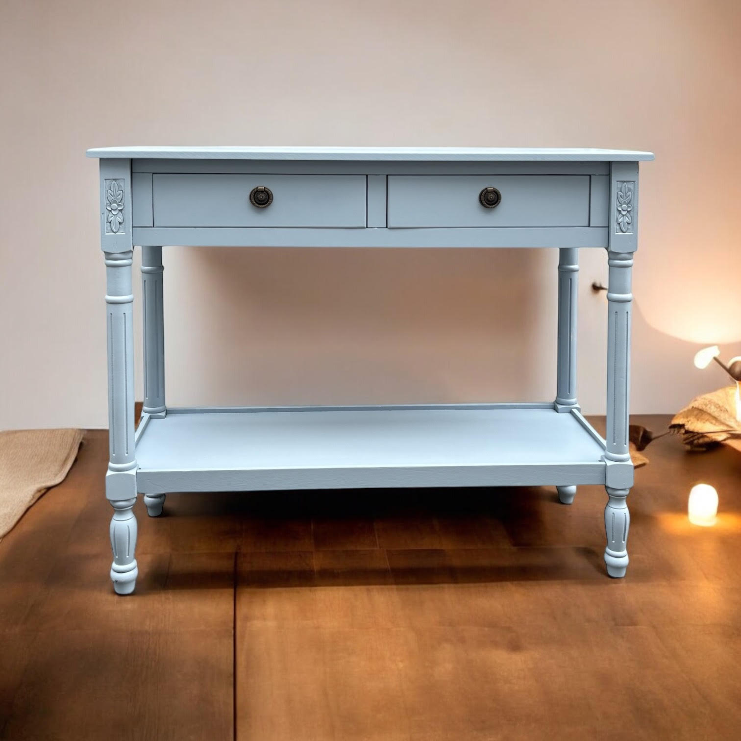 MSL 90cm 2 Drawer Side Table with Storage Drawer, Hand Finished Bedside Table