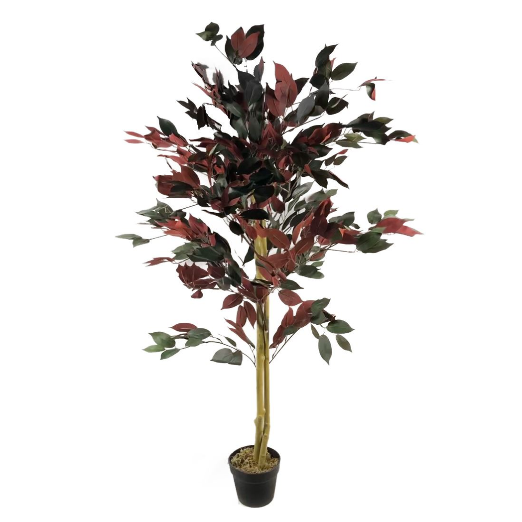 120cm Artificial Capensia Style Tree with Red and Green Foliage and Weighted Plastic Pot