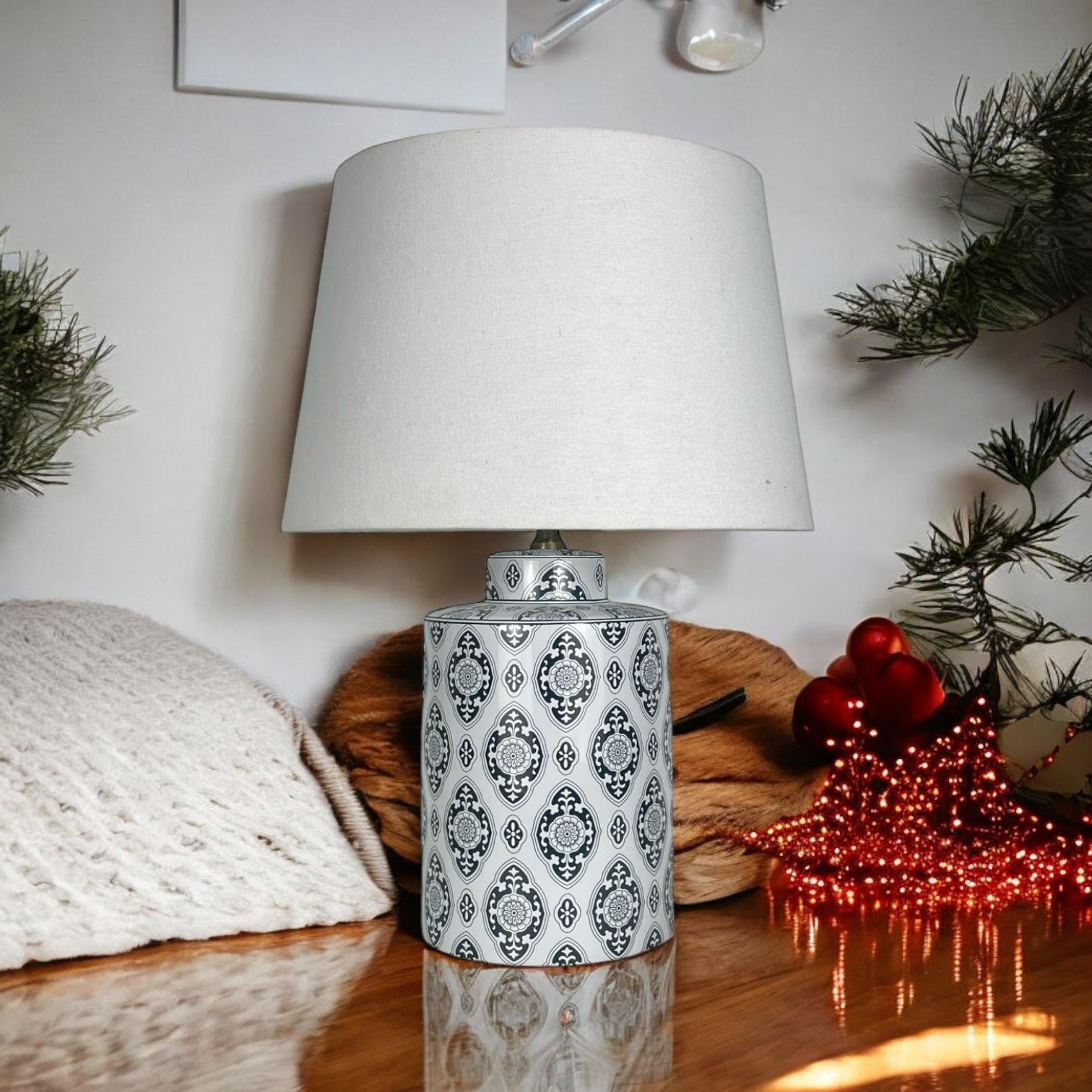MSL Traditional Ceramic Table Lamp and Shade with Inline Rocker Switch, Double Insulated