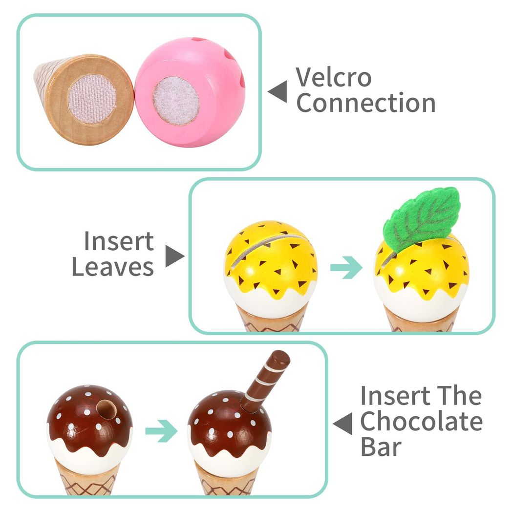SOKA Mini Ice Cream Shop Play Set with Cones, Toppings & Scoop