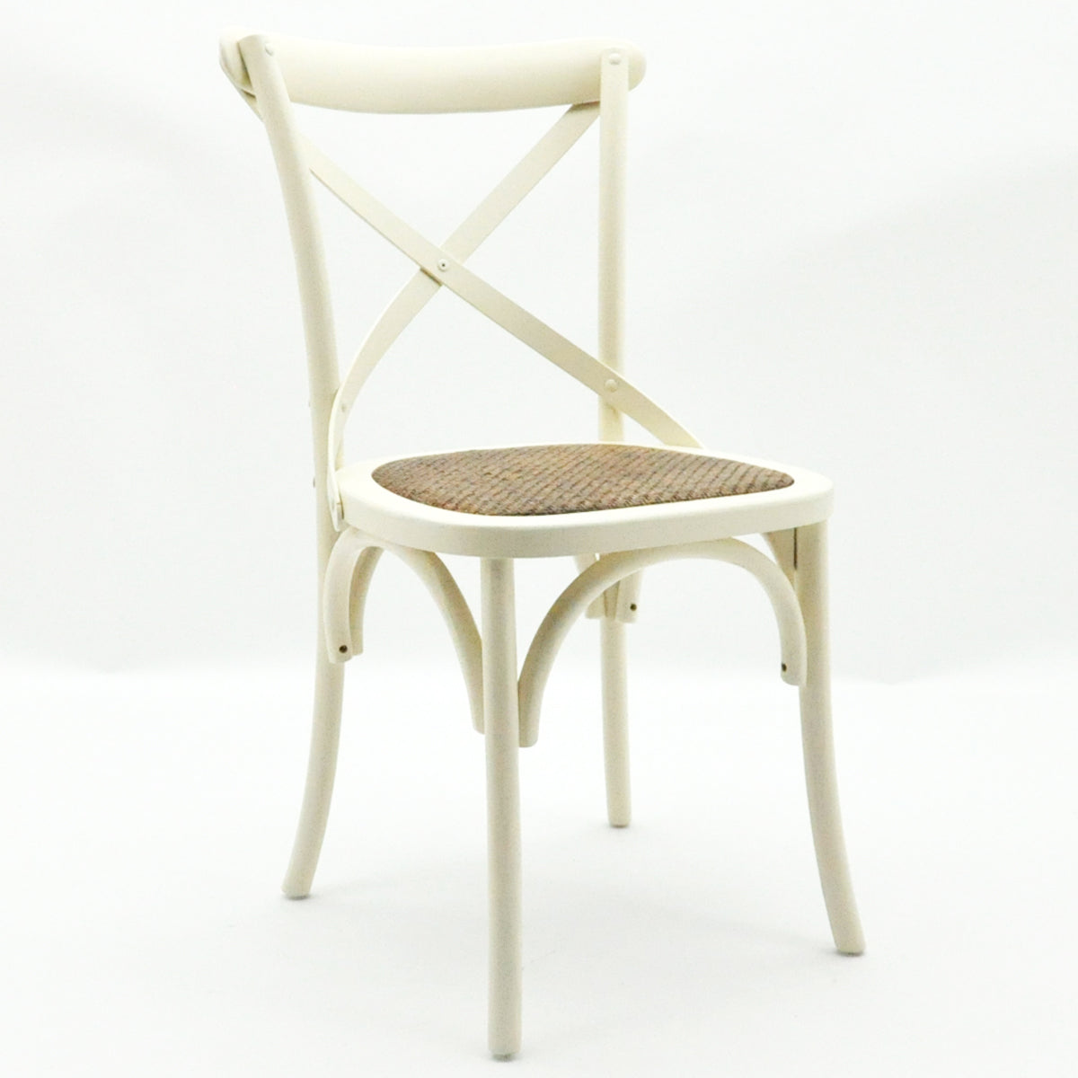Natural French Cross Back Chair, Stackable, Elm Wood, L46 x W49 x H88 cm