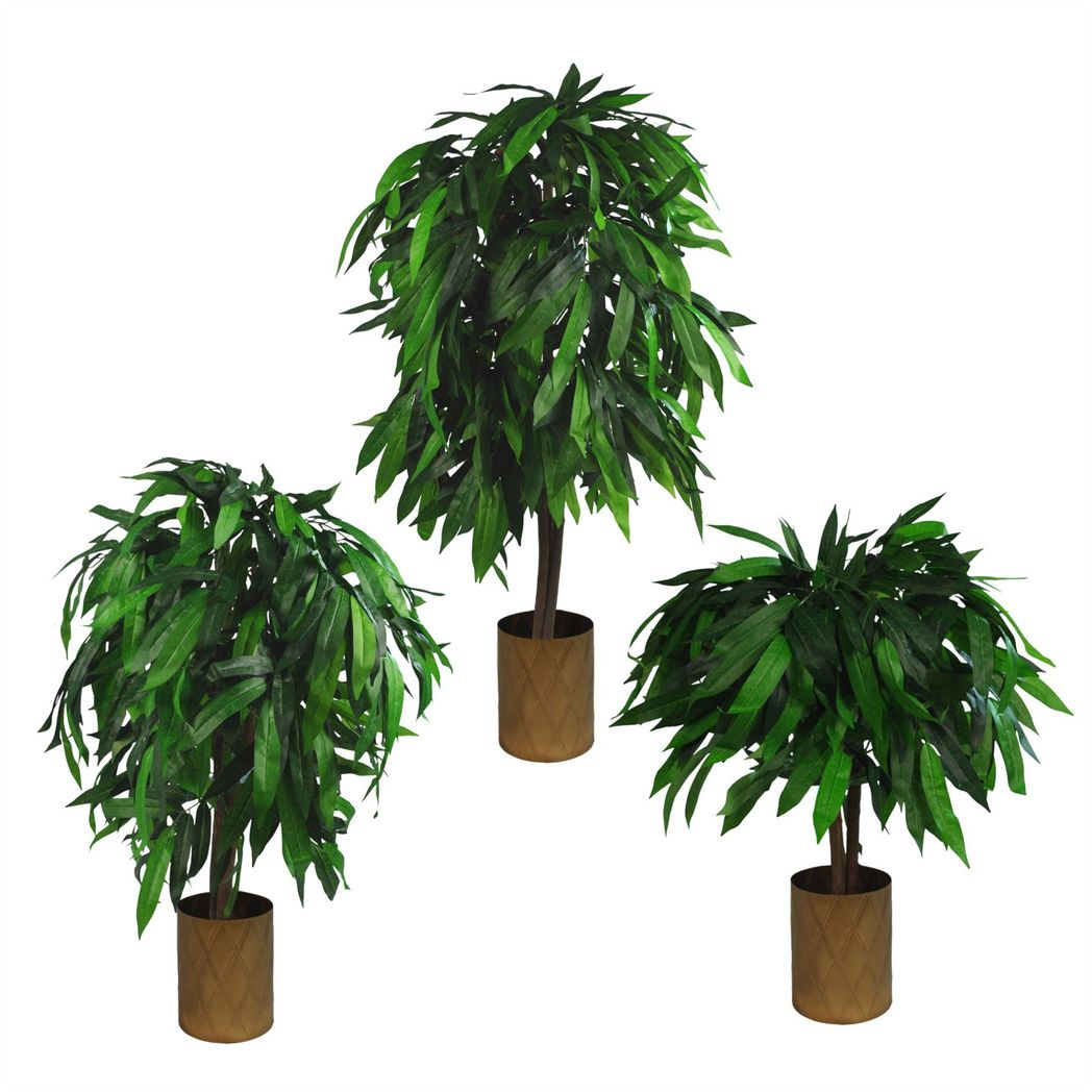 Leaf 80cm Artificial Mango Tree Plant with Metal Planter