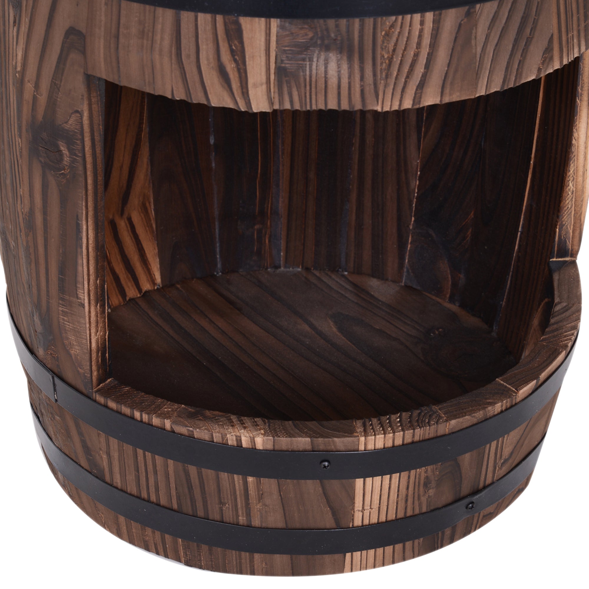 Outsunny Retro Wood Barrel Water Pump Garden Fountain with Adjustable Flow