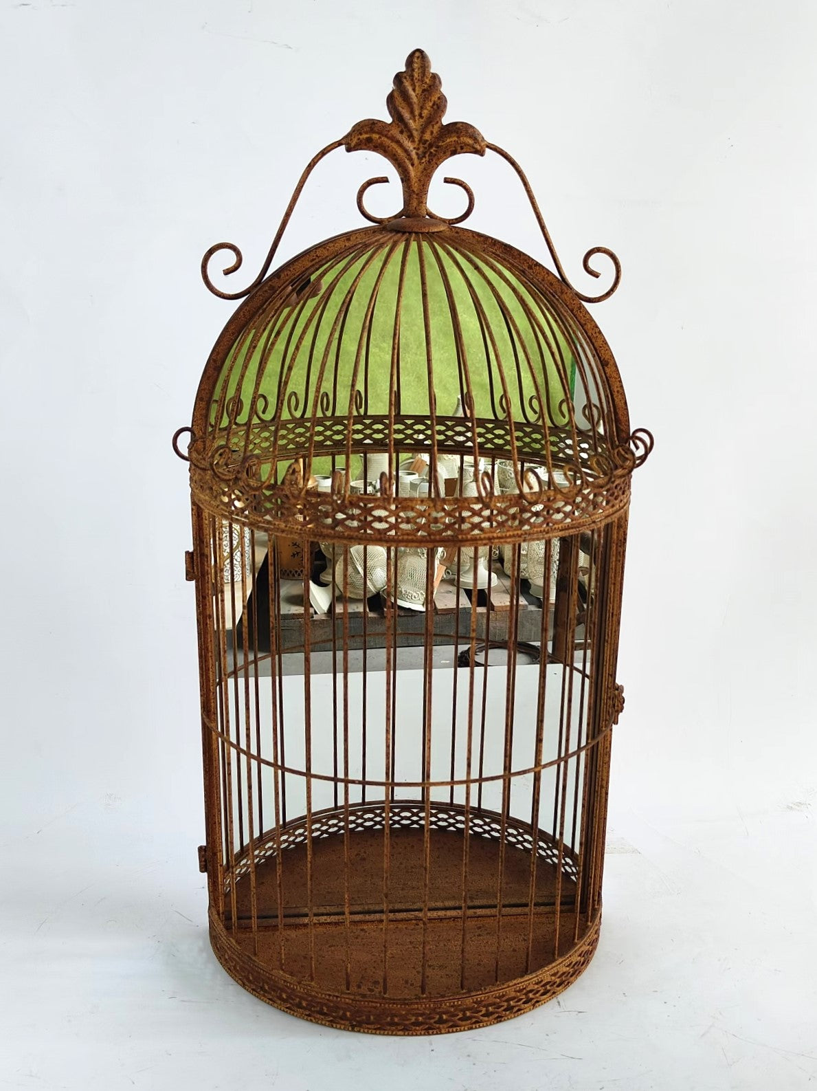 MSL 63cm Rusty Metal Cage Wall Mirror