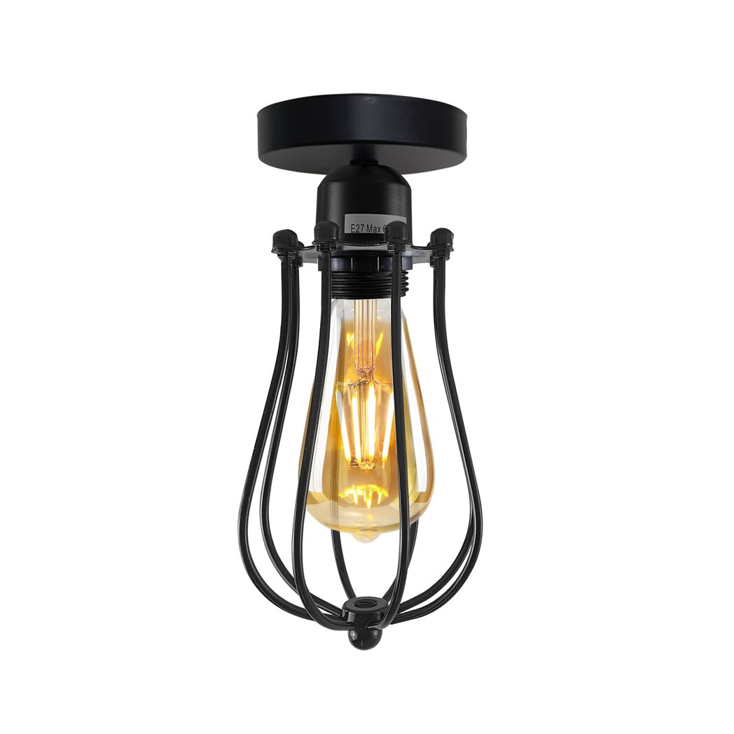 Vintage Industrial Geometric Wire Cage Ceiling Light Bulb Holder
