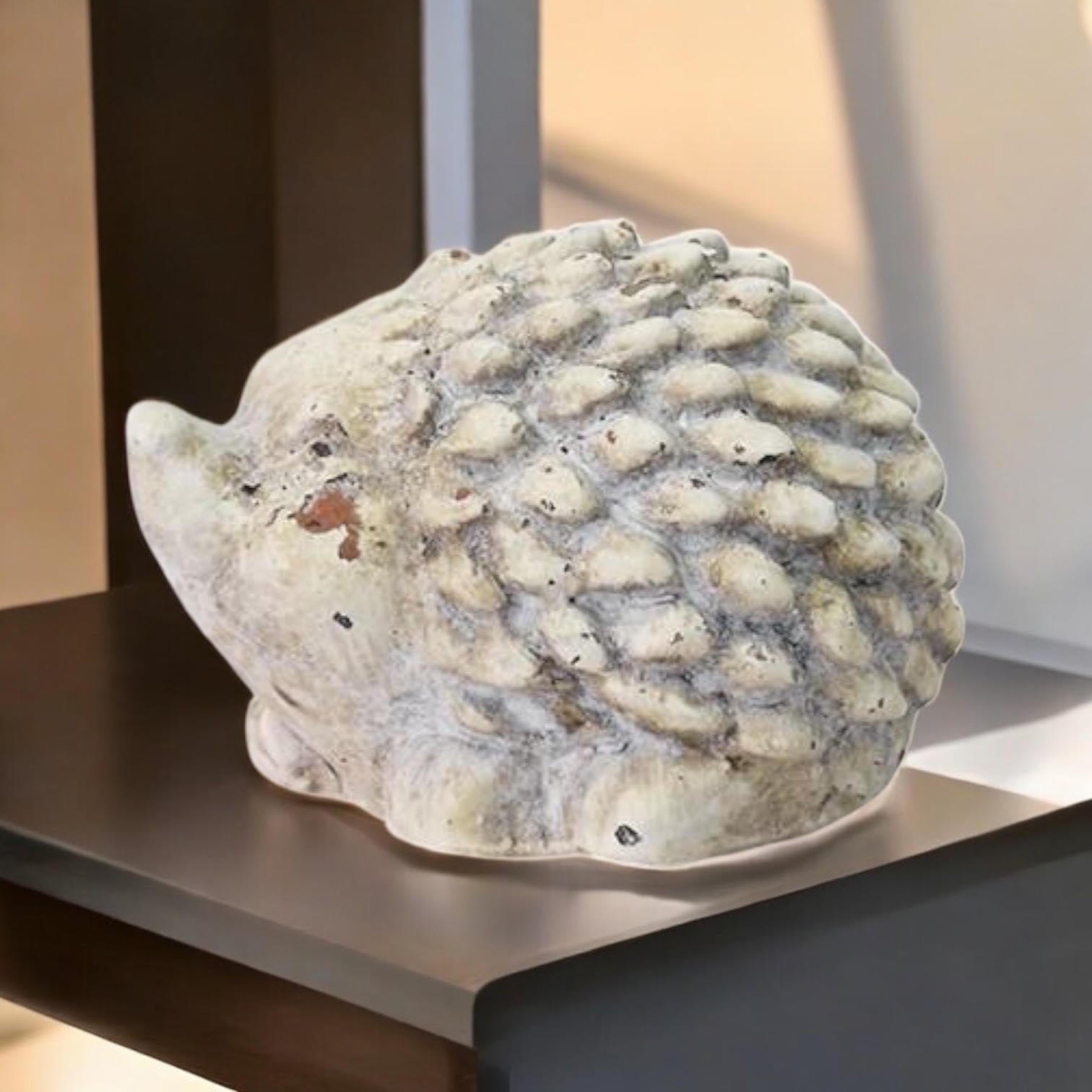 MSL 10cm Cream Cement Hedgehog Garden Ornament