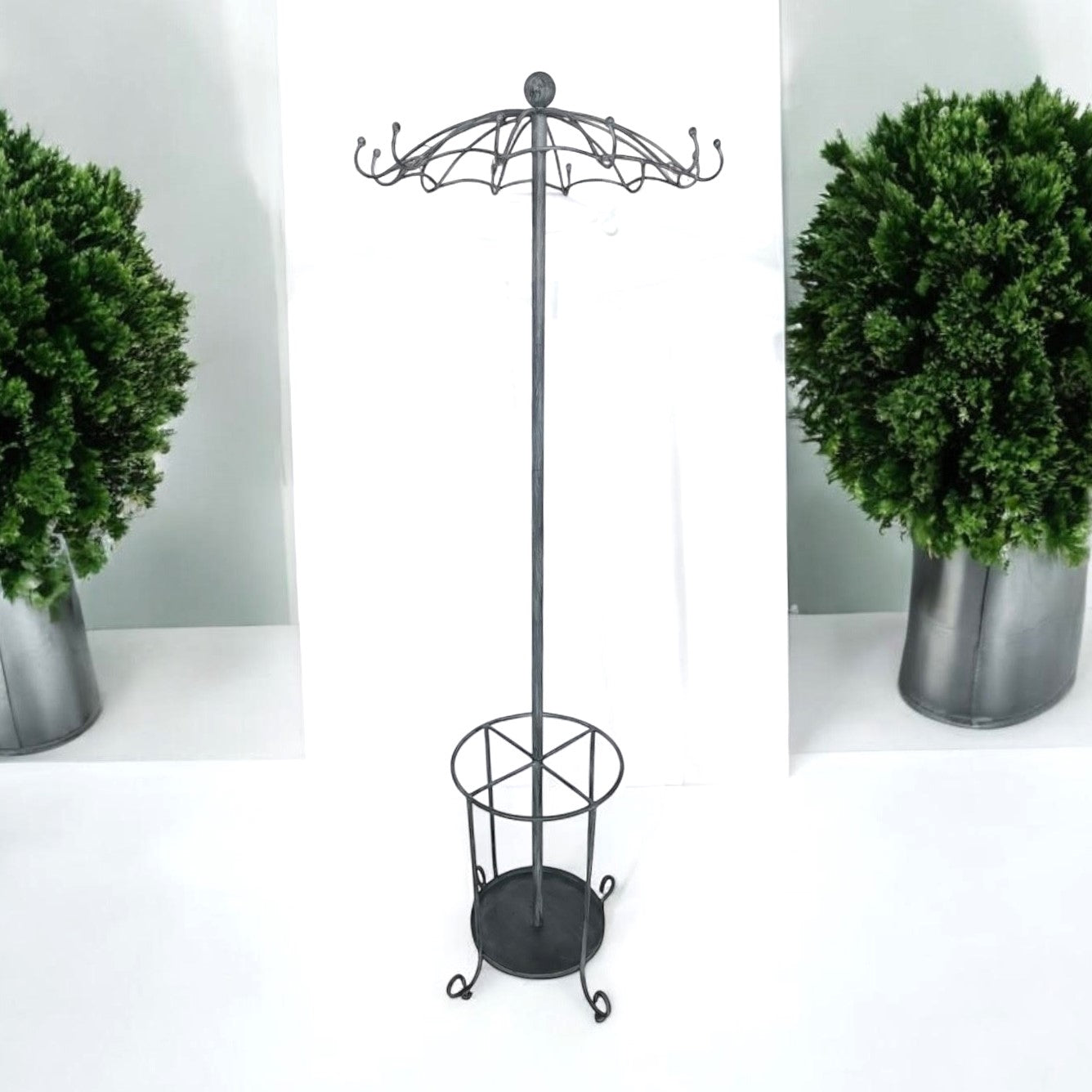 MSL 172cm Grey Metal Coat and Umbrella Stand