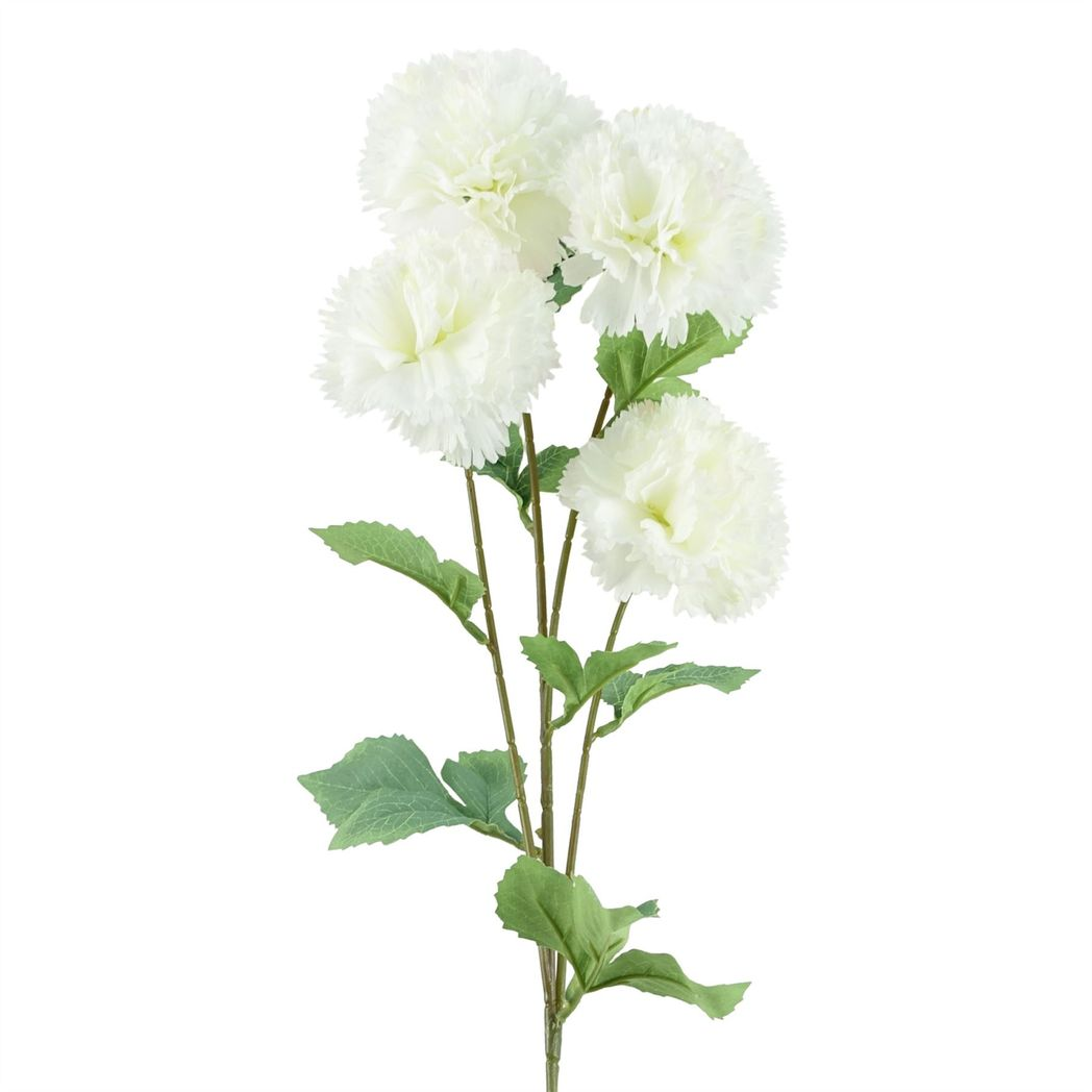 Pack of 6 White Artificial Carnation Stems, 70cm, Silk Flowers, 24 Flowers Total