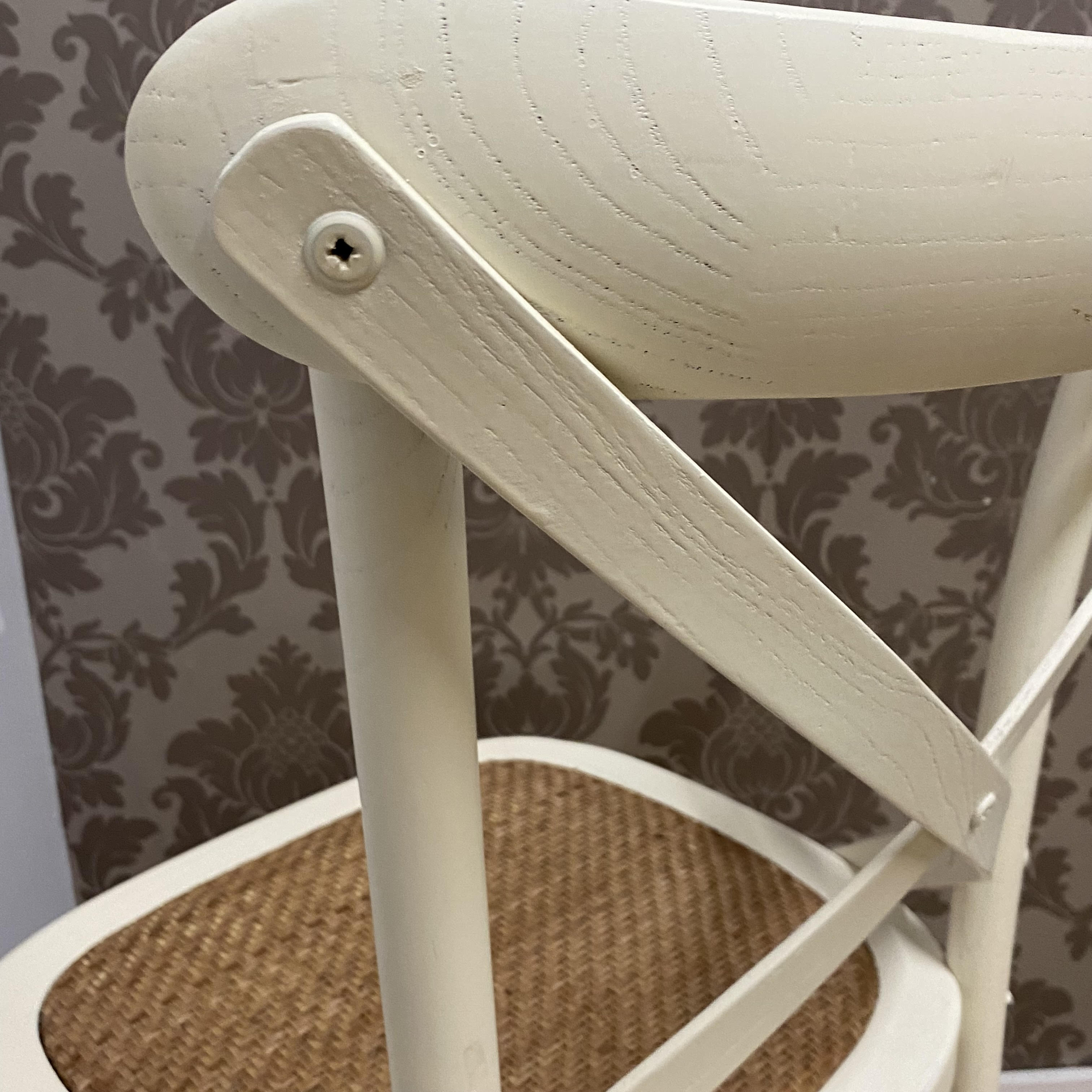Natural French Cross Back Chair, Stackable, Elm Wood, L46 x W49 x H88 cm