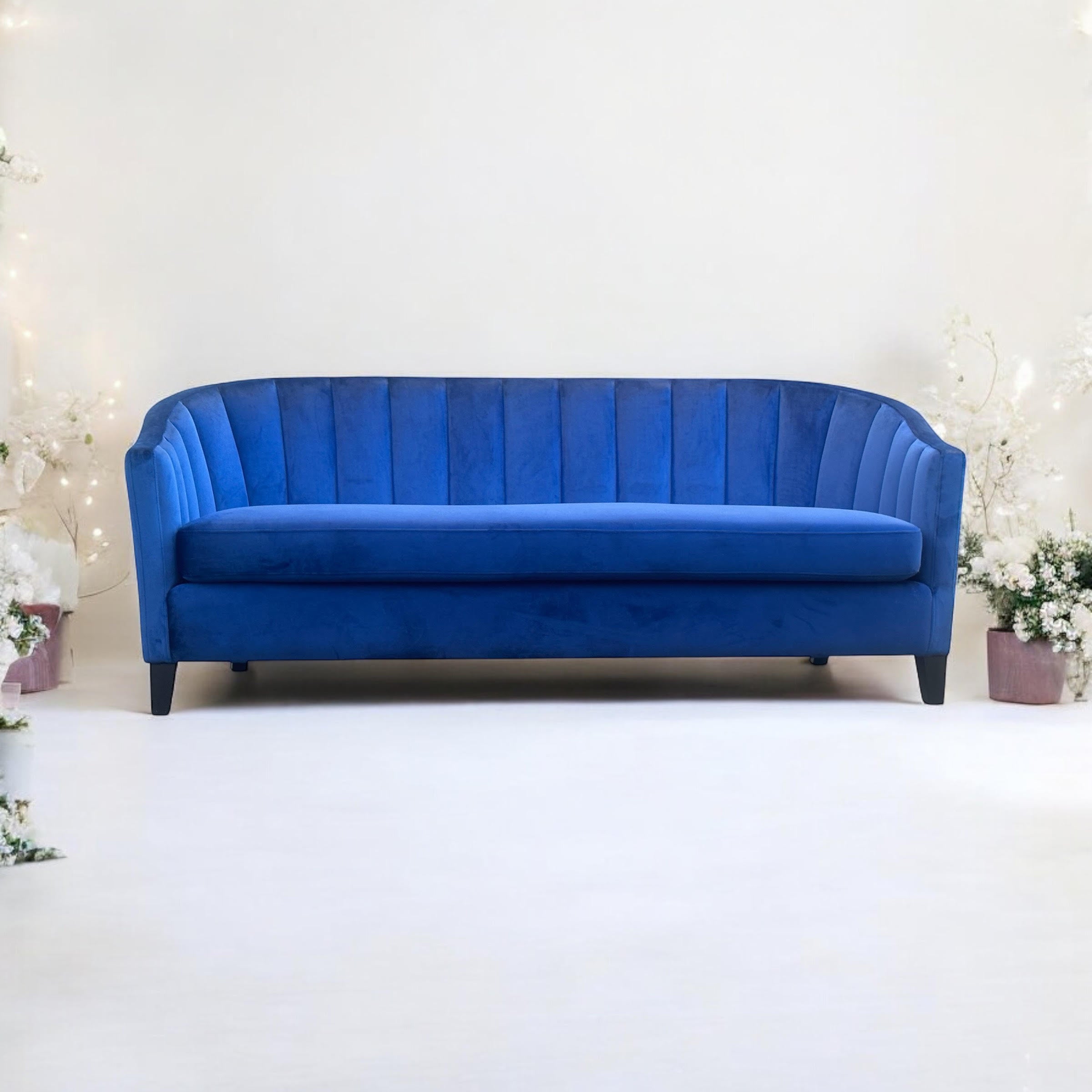 MSL 189cm 3 Seater Blue Velvet Sofa