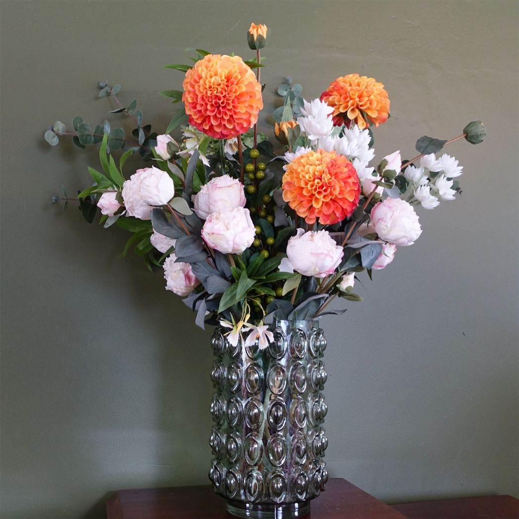 30cm Green Vintage-Inspired Bubble Glass Vase