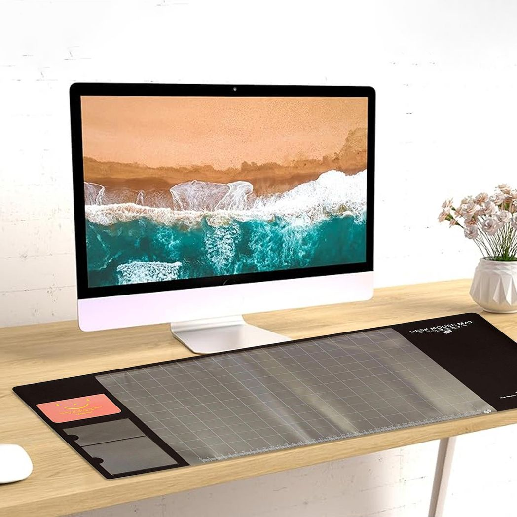 AQ Multifunctional & Eco-friendly Office Desk Mouse Mat PVC+DS Material, Brown
