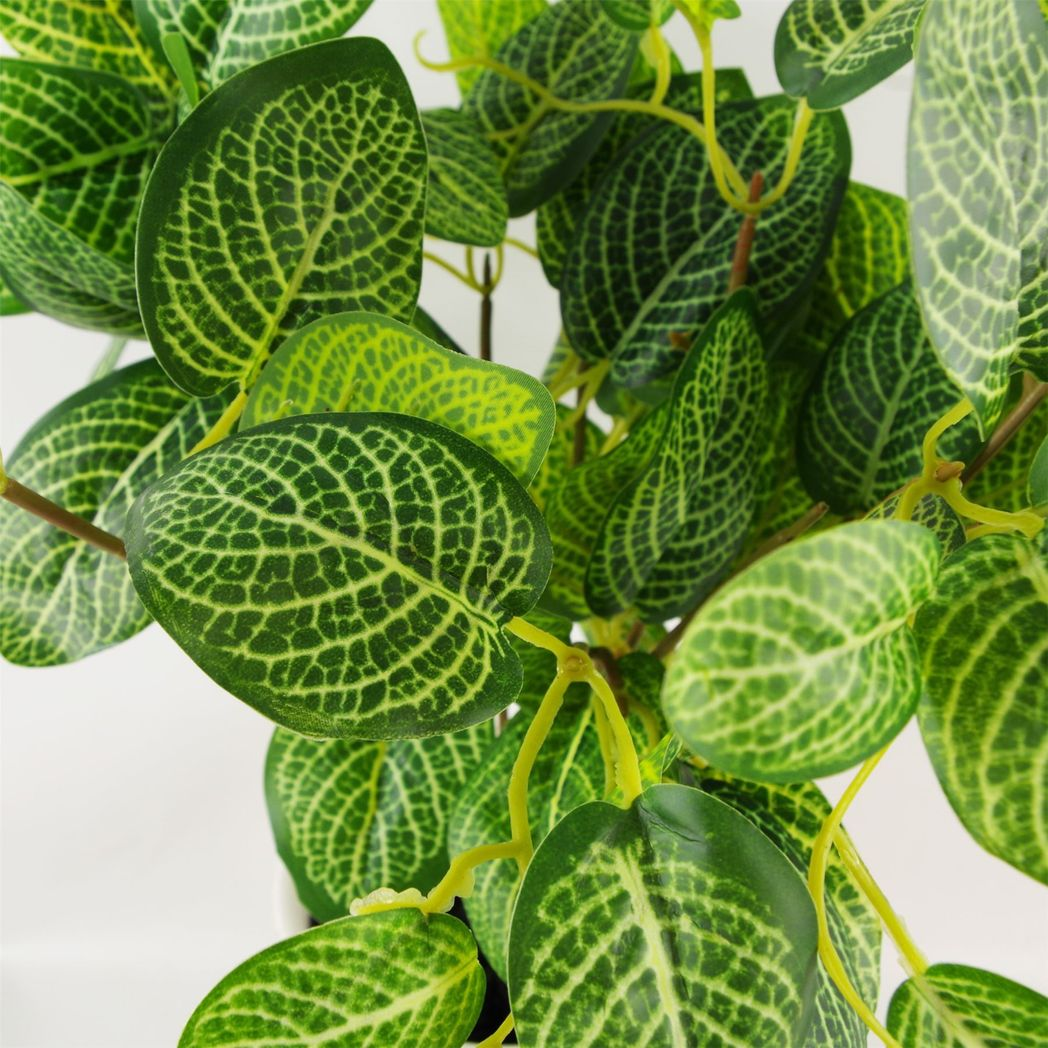 Leaf 40cm Artificial Variegated Pothos Plant in Black Plastic Pot