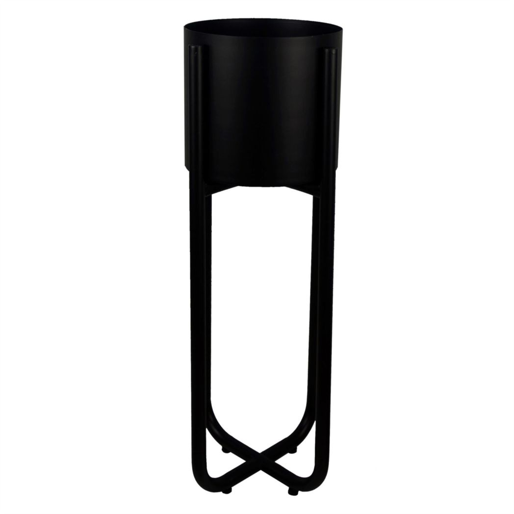 Leaf Handmade Metal Planter Pot Black 20 x 18cm Indoor Use