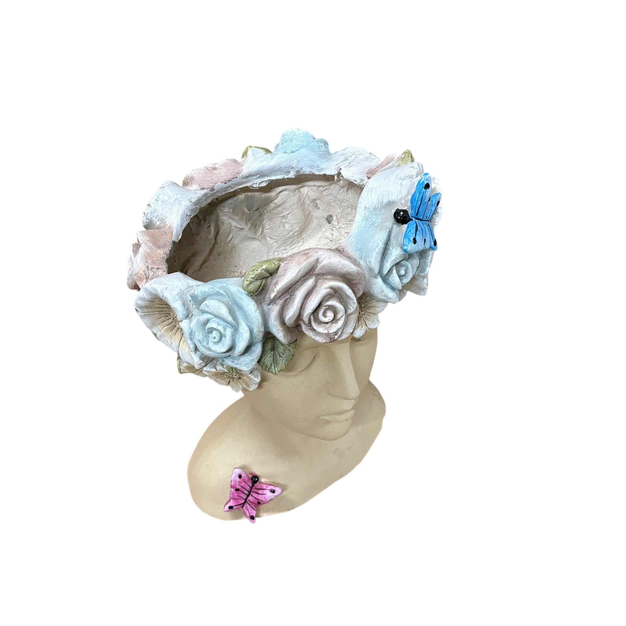 42cm Fibre Glass Head Bust Planter, Hand Finished, Indoor or Outdoor Use