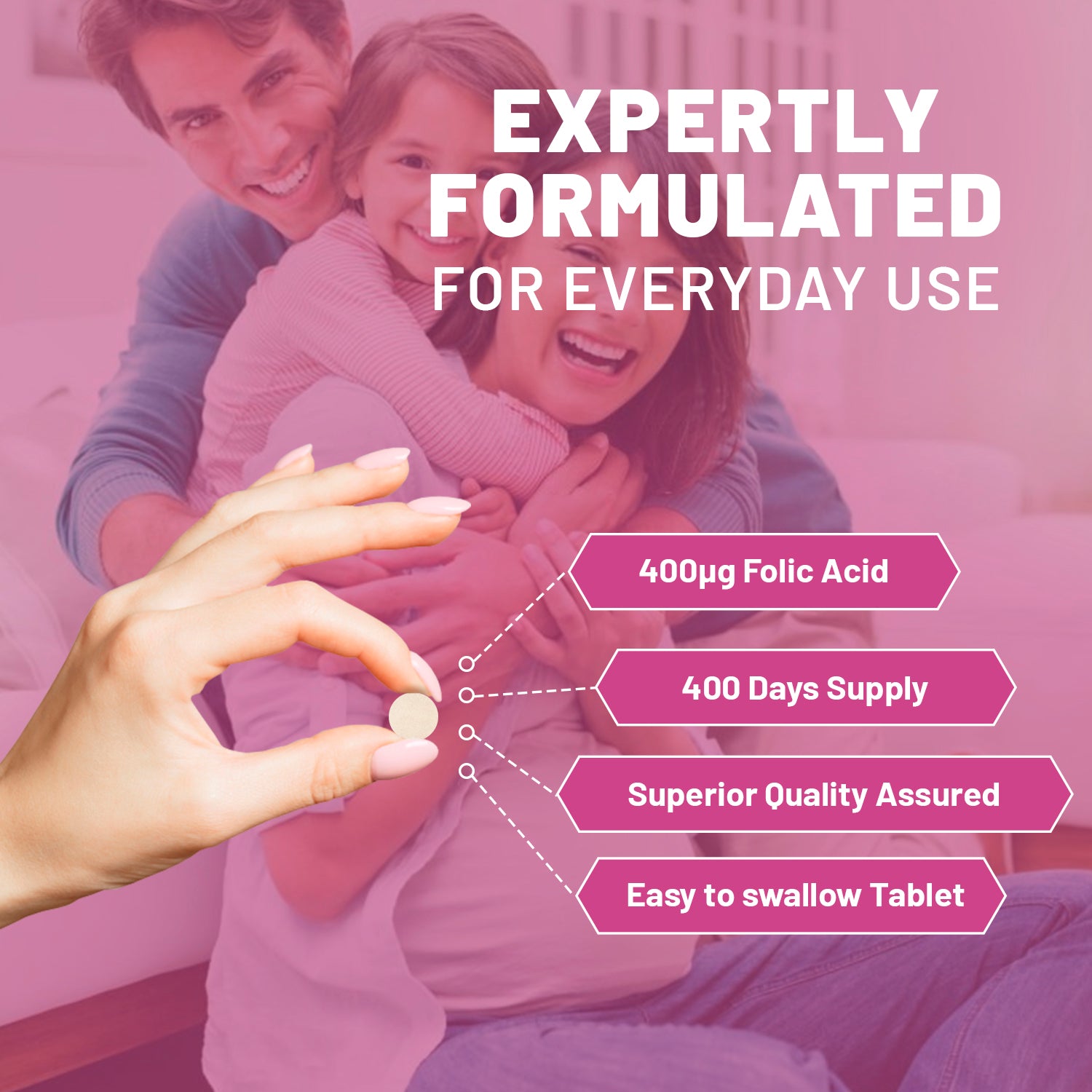 Prowise Folic Acid 400 mcg Tablets, 400 Vegan Vitamin B9 Tablets