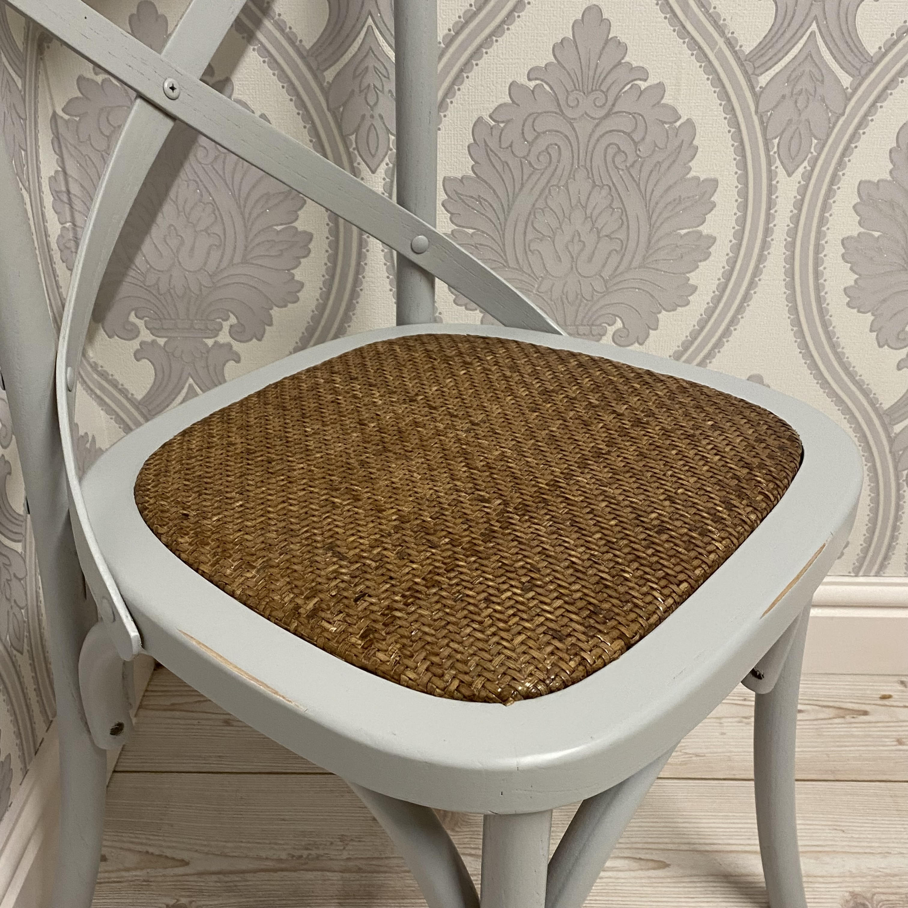 Natural French Cross Back Dining Chair, Stackable, Elm Wood, 46 x 49 x 88 cm